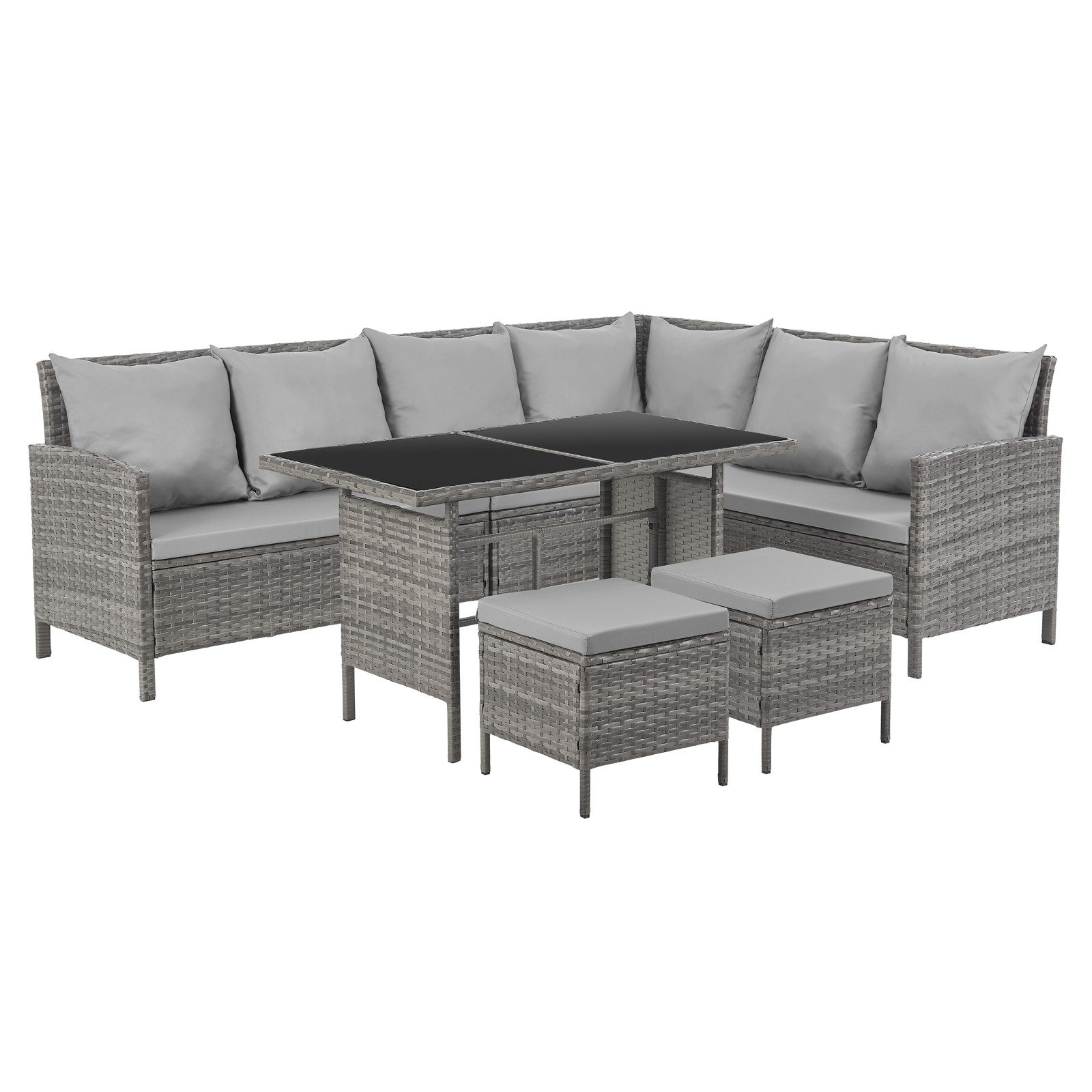 SVITA Gartenlounge-Set MADISON, (Set, 2-tlg., Lounge mit Tisch), Gartenmöbelset, Sitzlounge, inkl. Kissen, Grau