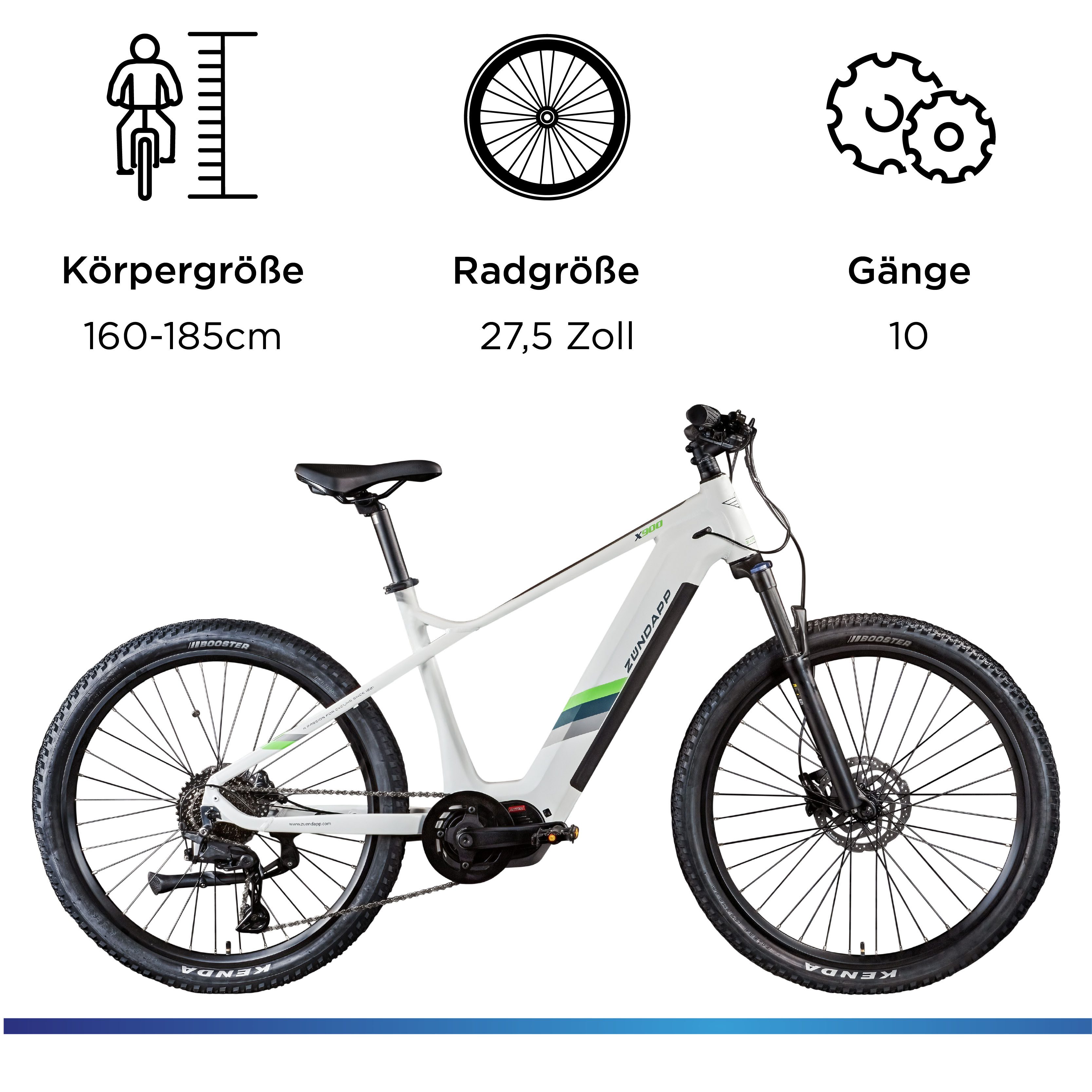 Zündapp E-Bike Mountainbike X900, 10 Gang Shimano Cues U6020 SGS Schaltwerk, Kettenschaltung, Mittelmotor, 733 Wh, Pedelec, Elektrofahrrad für Damen und Herren, MTB