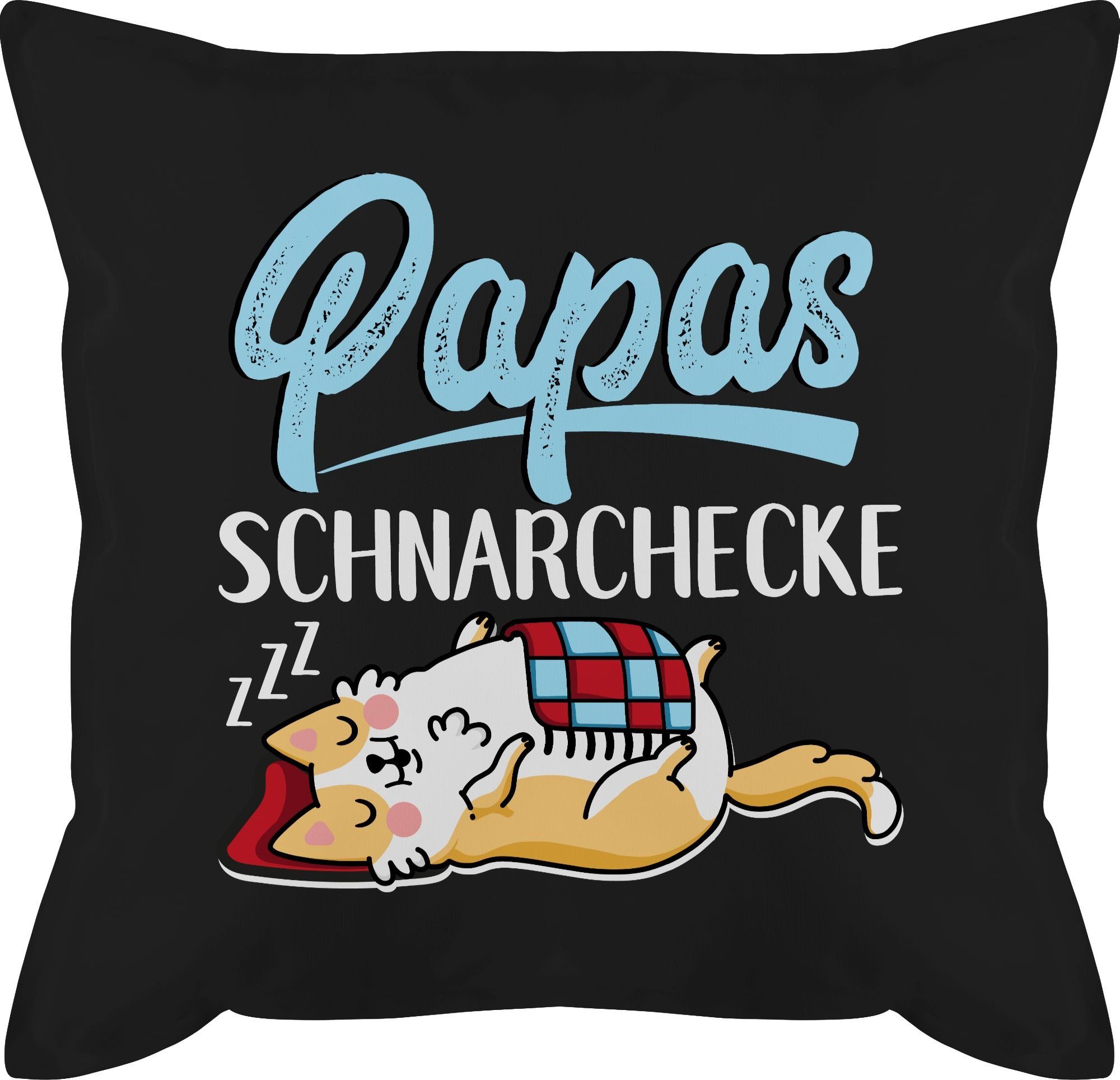 Shirtracer Dekokissen Papas Schnarchecke - 1 Kissen Vatertagsgeschenk Schwarz weiß/blau