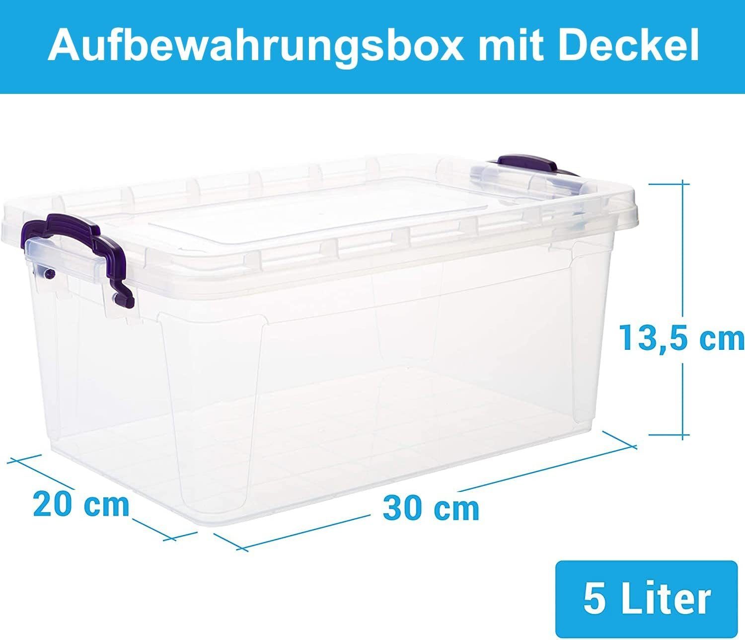 Centi Vorratsdose 8er Set Aufbewahrungsbox und Griff, 5 Deckel Stapelbare Polypropylen, aus Plastikbox lebensmittelechtem Kunststoff Liter, mit (Set)