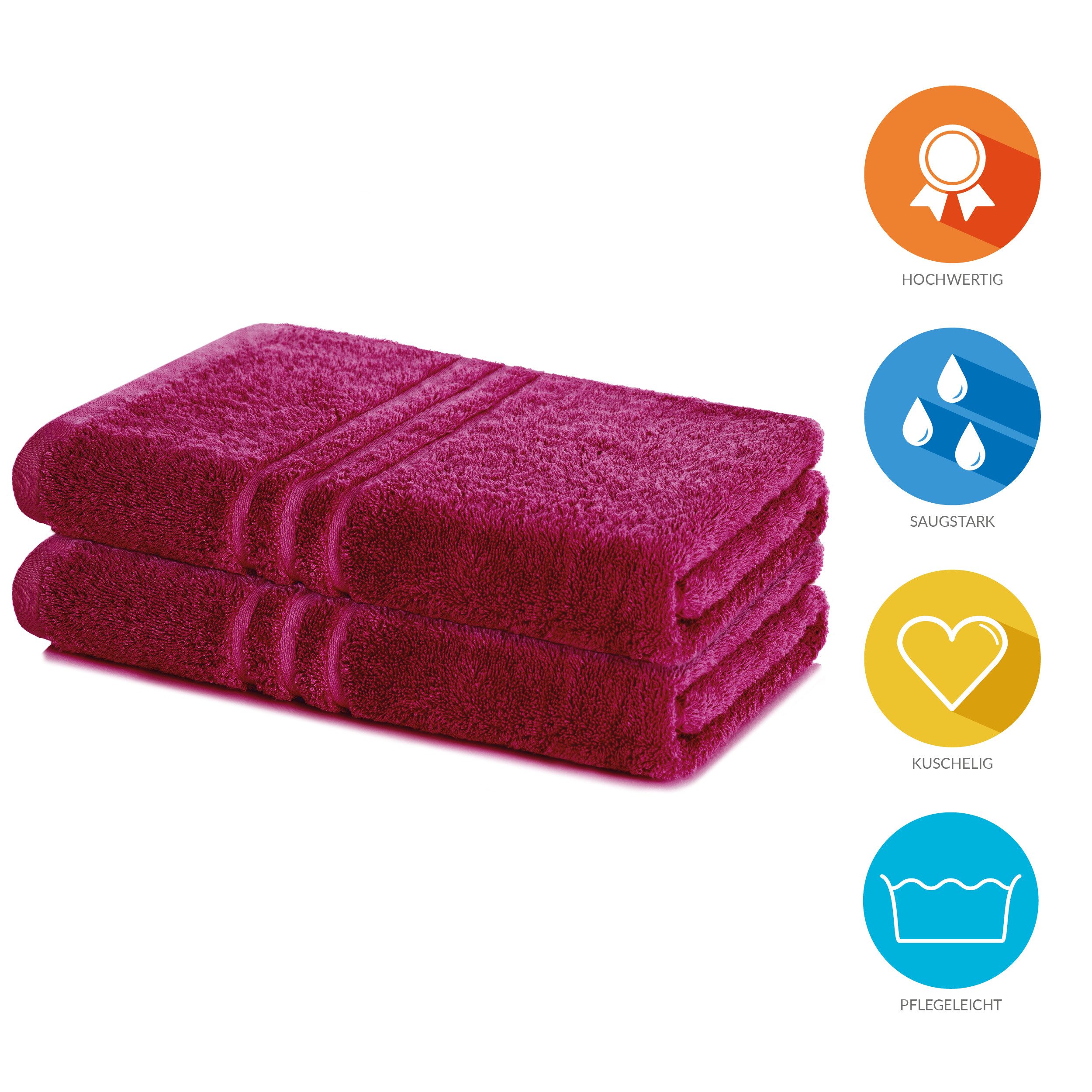 Lavea Duschtuch Elena Frottee Duschtücher Set 70x140 cm Handtücher, 100% Baumwolle (2er Set), Dusch-Handtuch, 500 g/m² Frottier, weich & saugstark, pflegeleicht