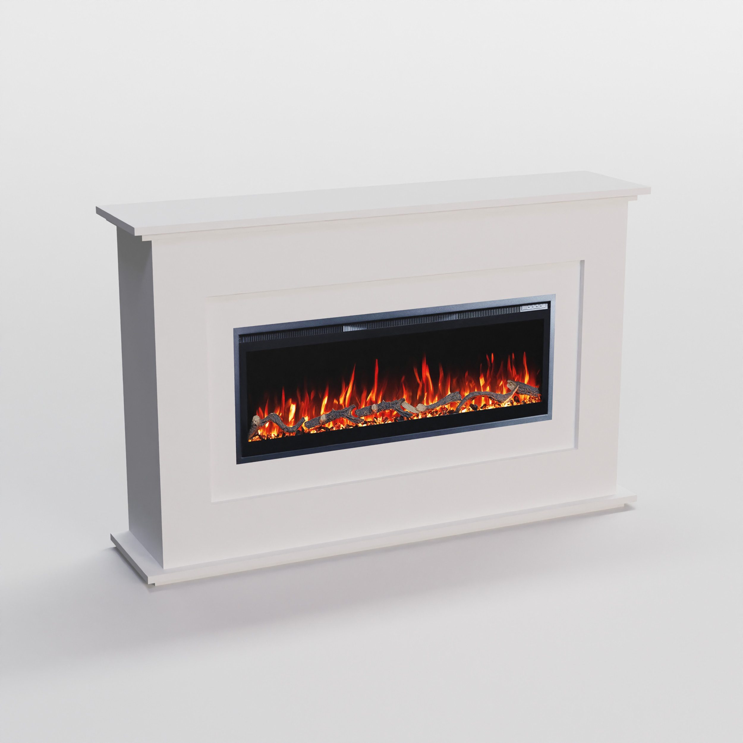 GLOW FIRE Elektrokamin RHEA LED Kamin mit Heizung, Elektrischer Kamin mit 3D Feuer mit Heizung, 2 Dekorationen