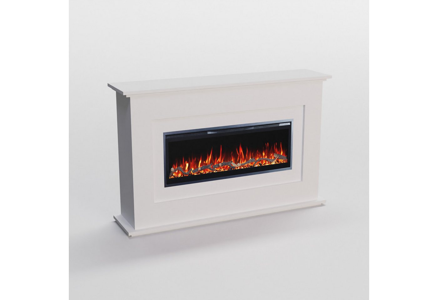 GLOW FIRE Elektrokamin RHEA LED Kamin mit Heizung, Elektrischer Kamin mit 3D Feuer mit Heizung, 2 Dekorationen