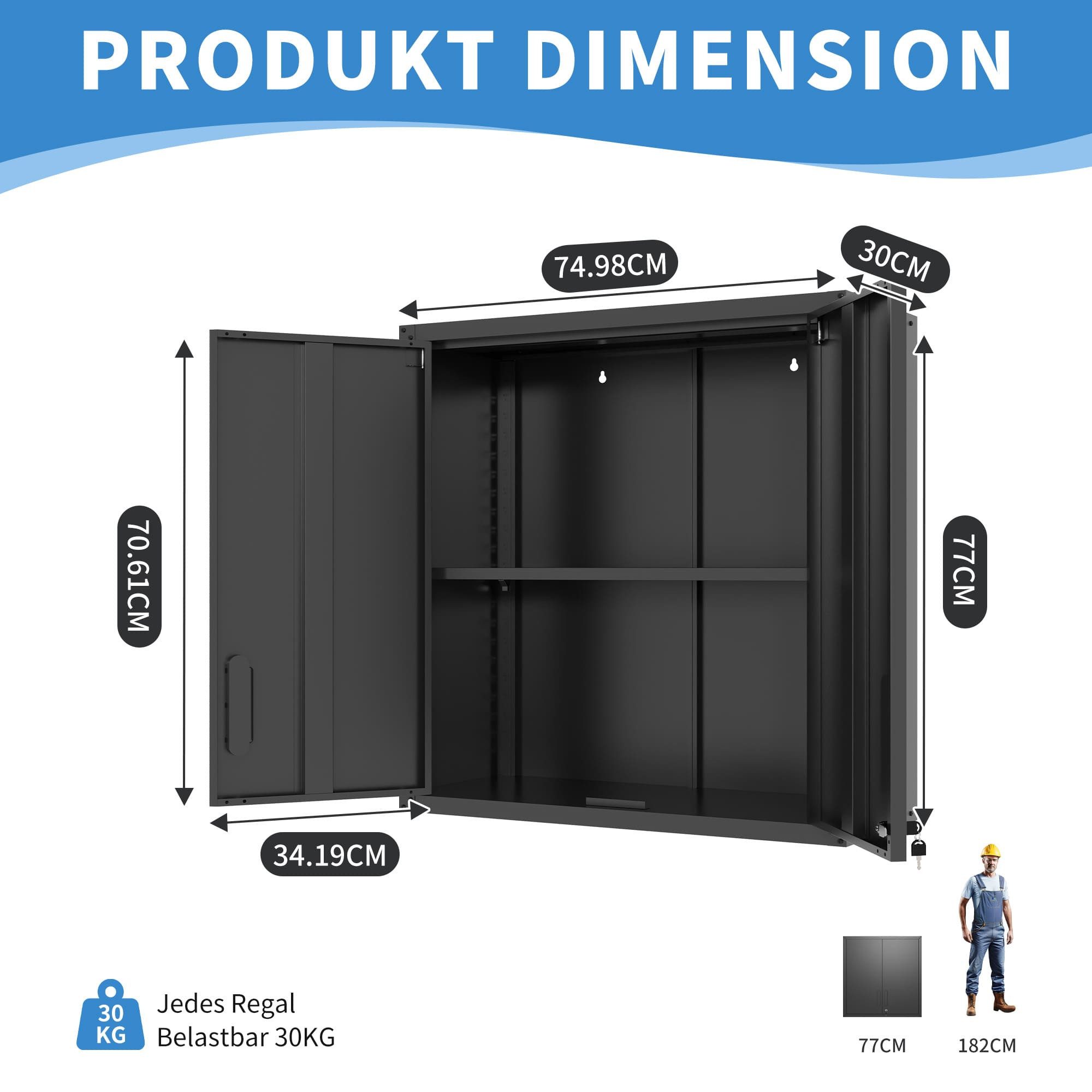 bizoemade Wandhängeschrank Werkzeugschrank mit 2 Türen, verstellbare Regale günstig online kaufen