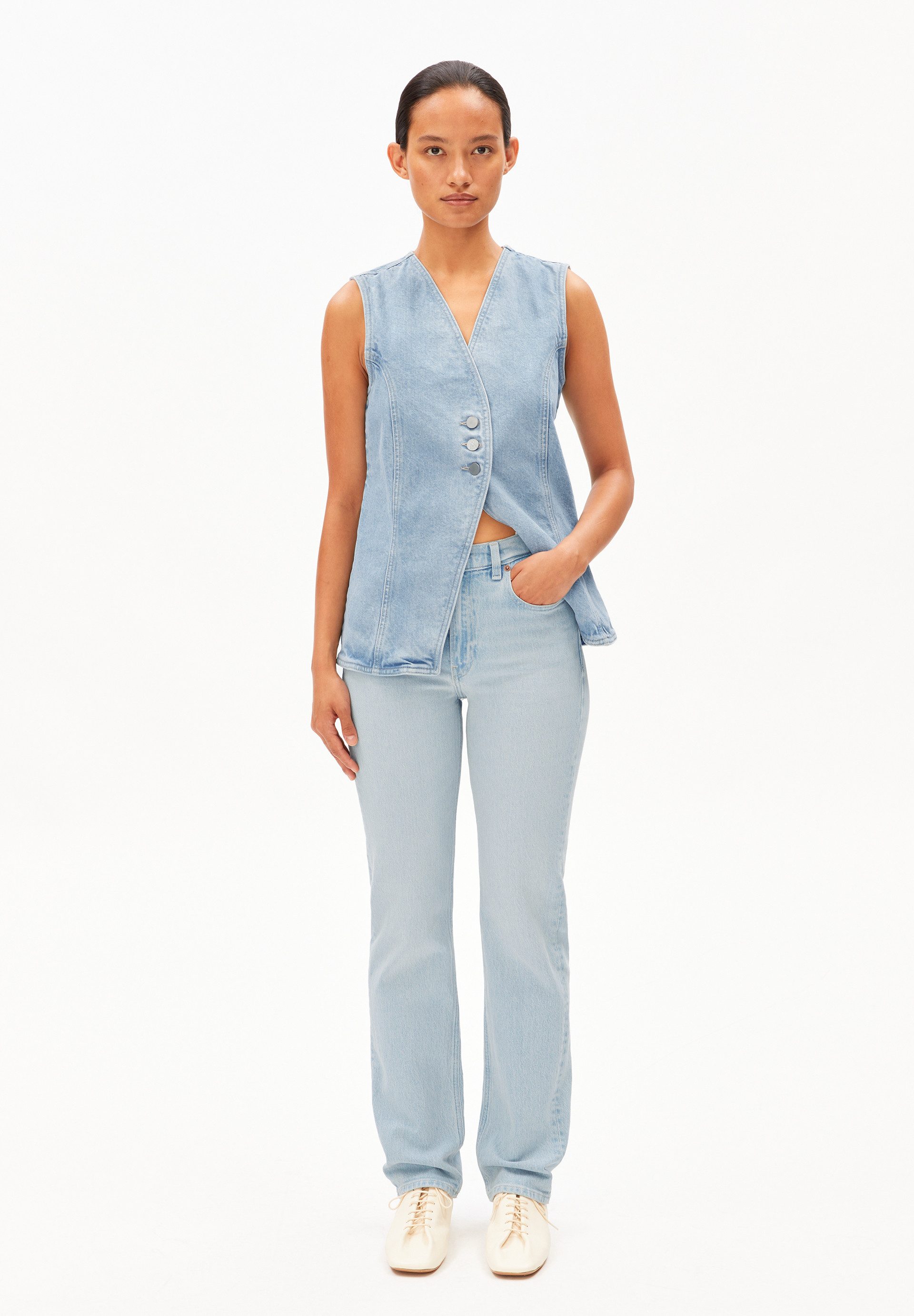 Armedangels Straight-Jeans CARENAA (Comfort-Stretch, Slim Fit) Mid waist