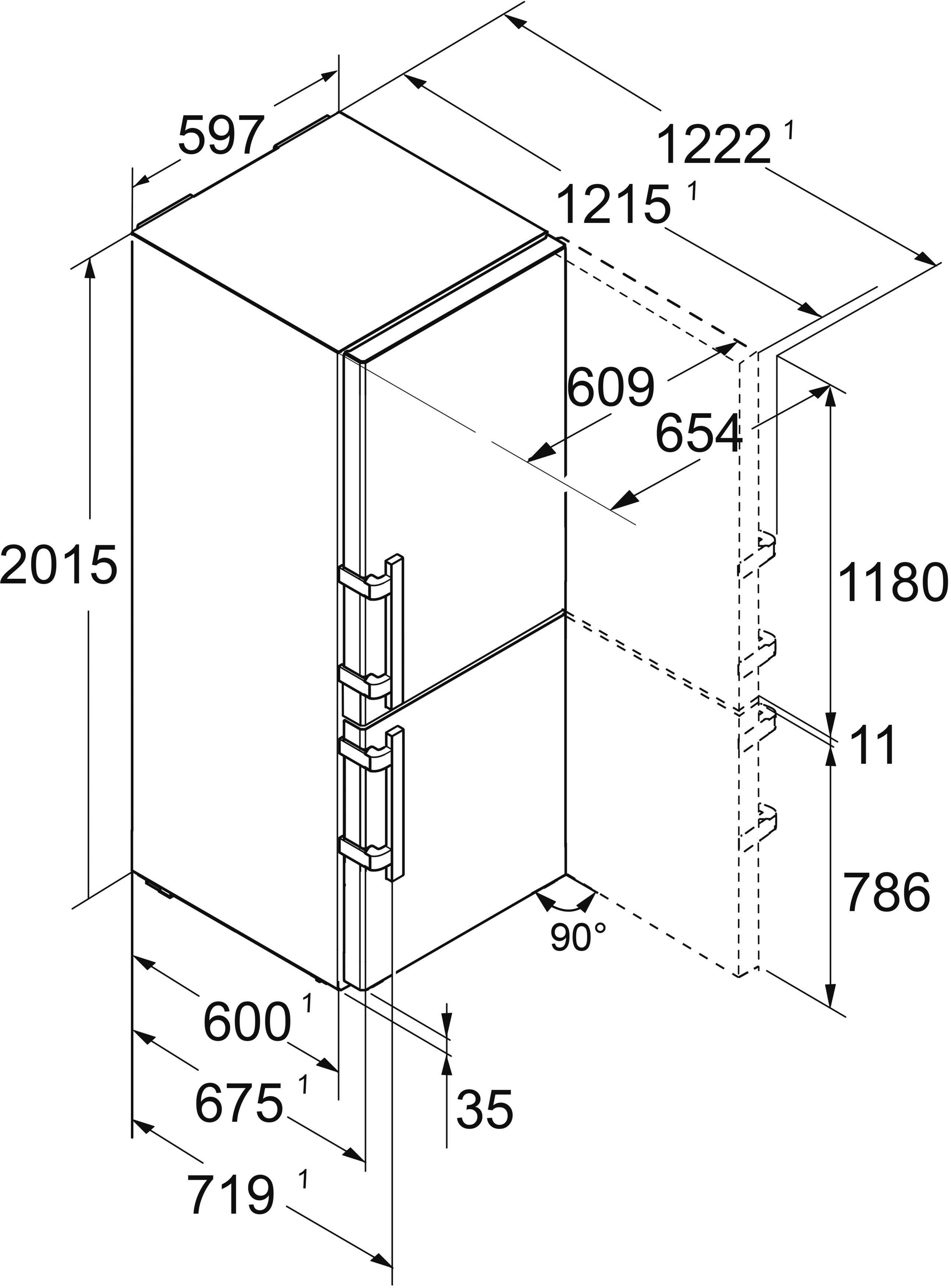 CBNbsa Jahre cm 10 Kühl-/Gefrierkombination cm Herstellergarantie 59,7 5753_994860151, 201,5 hoch, inkl. Edelstahl Liebherr breit, schwarzes