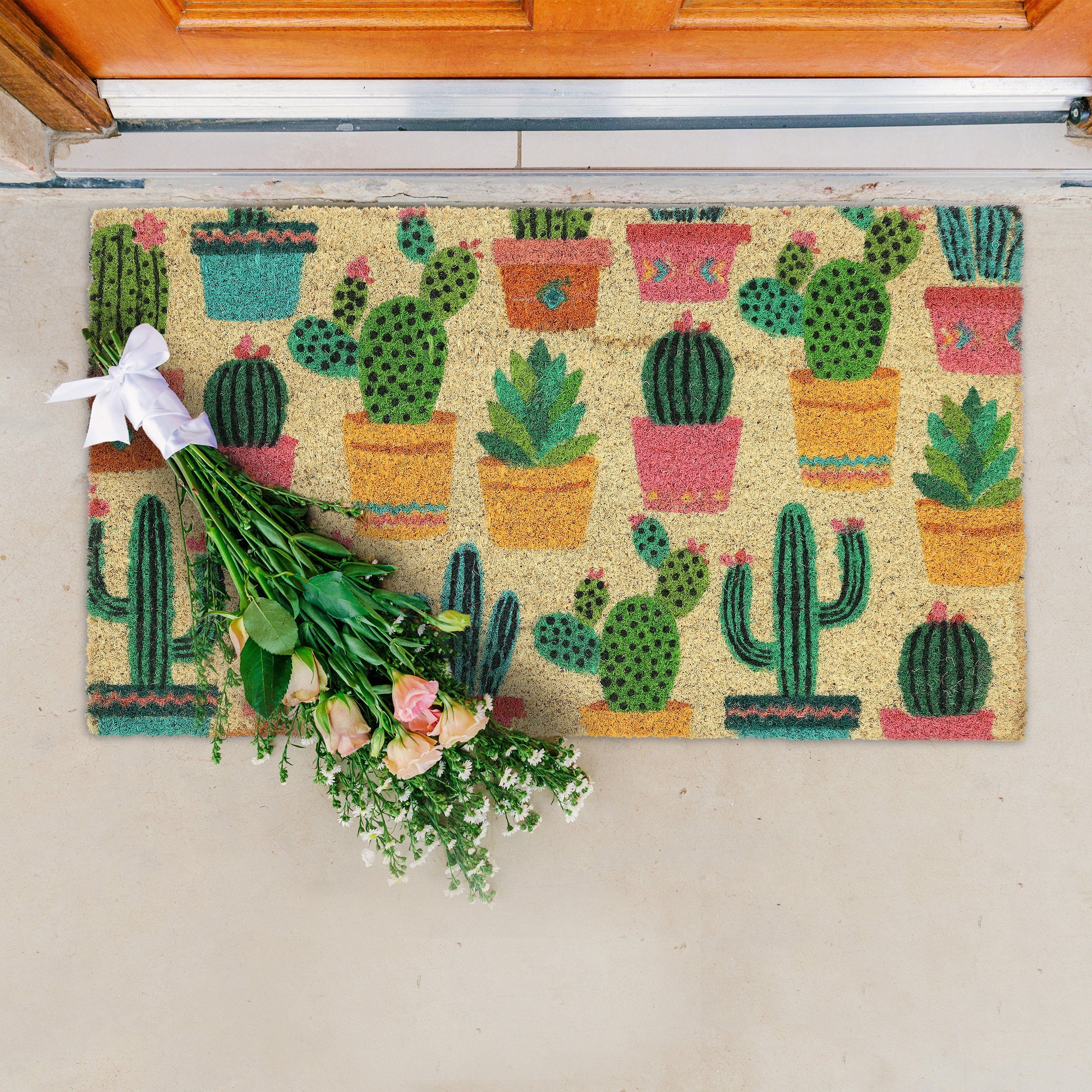 relaxdays Fußmatte Kokos Fußmatte Kaktus, Höhe: 15 mm günstig online kaufen