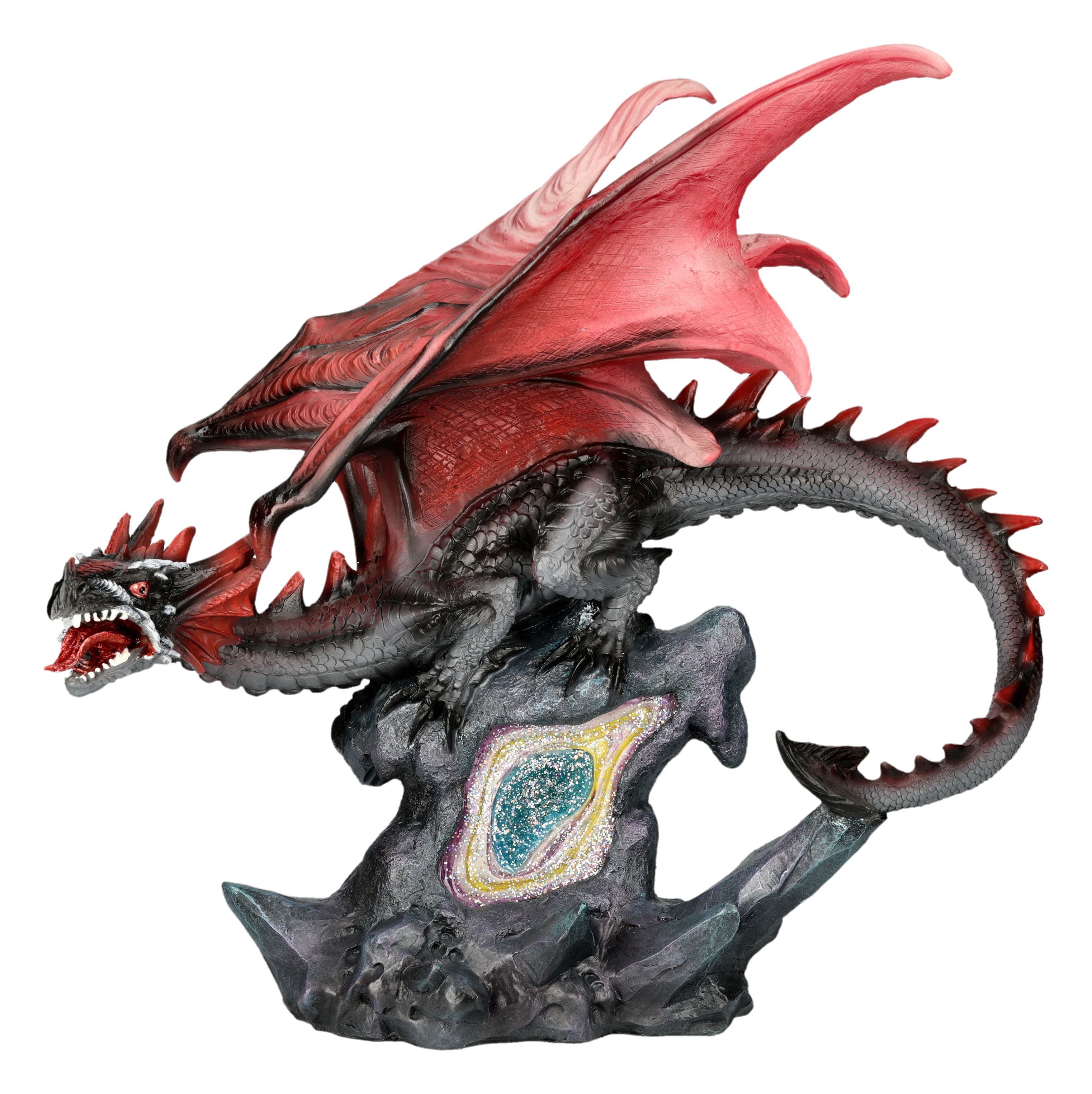 Figuren Shop GmbH Fantasy-Figur Drache Leroux Figur – Feuerdrachen Statue Fantasy Dekofigur 40,5 cm