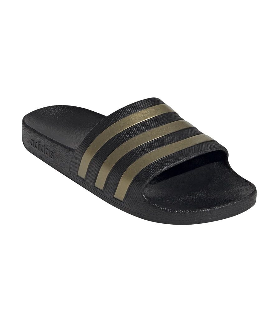 Adilette Aqua 3-Streifen schwarz/gold - 1 Paar Badeschuh