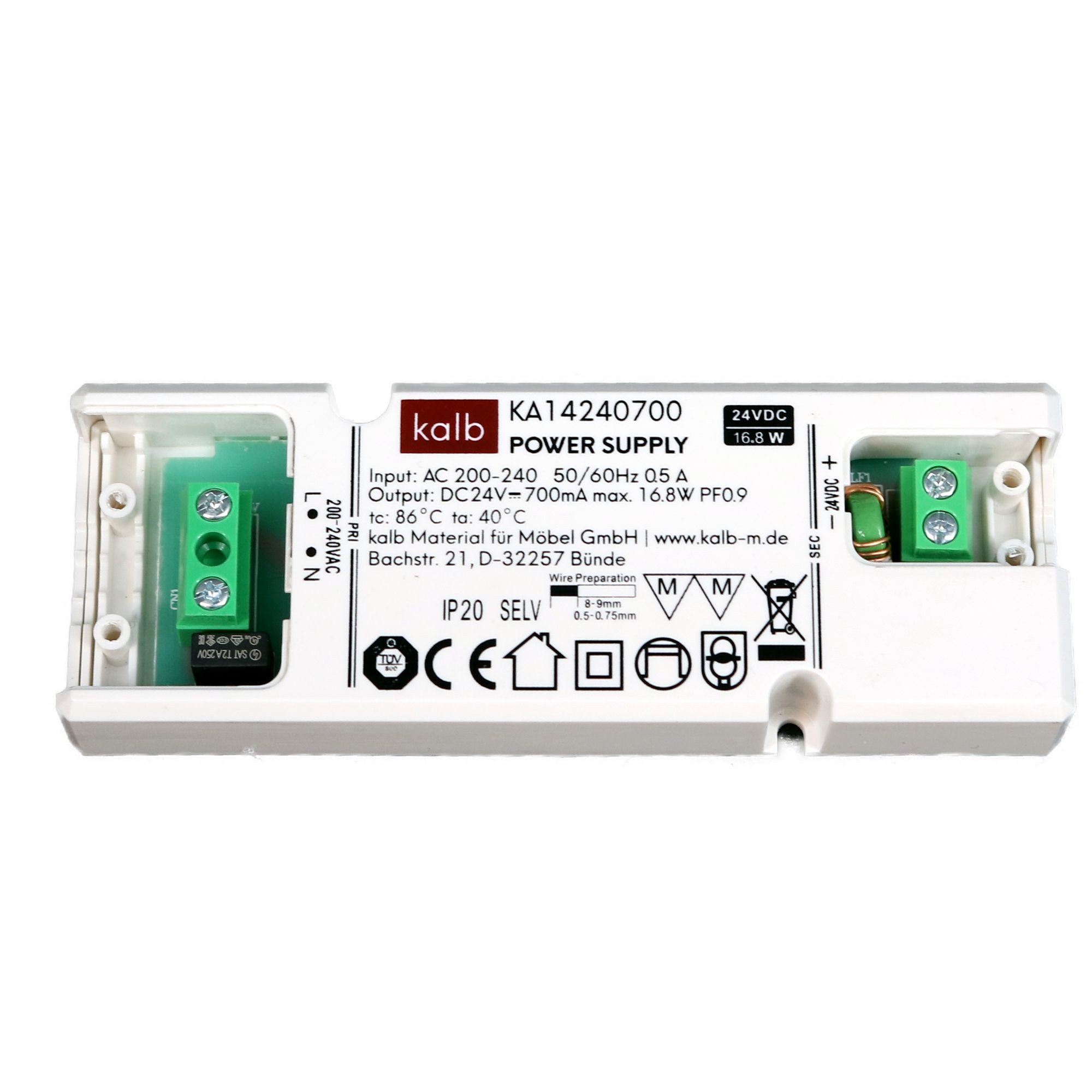 kalb LED-Netzteil 24V DC Velion, TÜV-geprüft, ultraflach 17mm, 15W/30W/60W Netzteil
