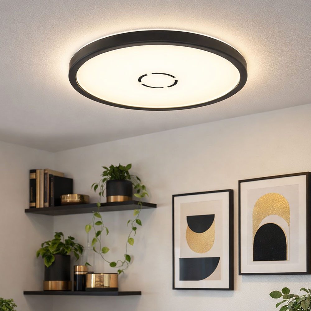 Briloner Leuchten LED Deckenleuchte, LED-Leuchtmittel fest verbaut, Neutralweiß, Deckenleuchte Deckenlampe Wohnzimmerlampe schwarz LED Backlight 29,3cm