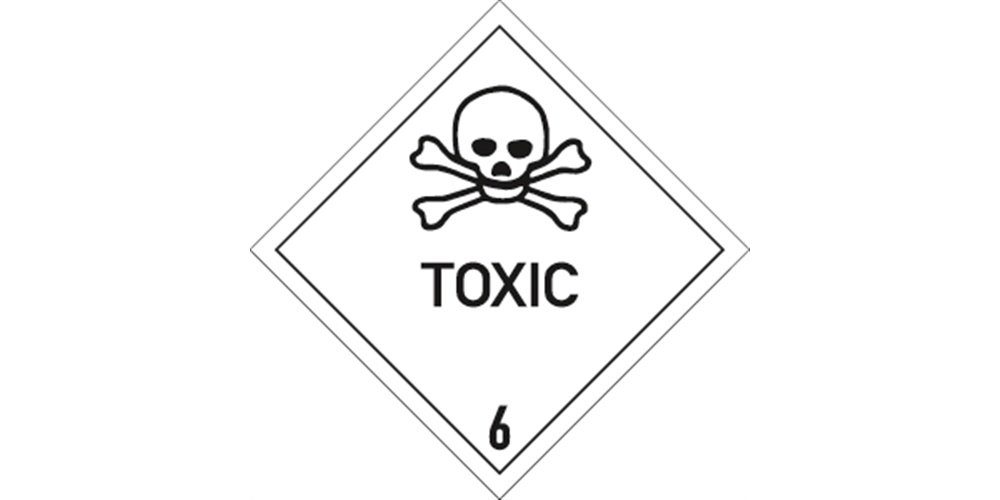 Thumbnail - König Werbeanlagen Hinweisschild Gefahrzettel Klasse 6.1 Text TOXIC, Folie, 250x250 mm