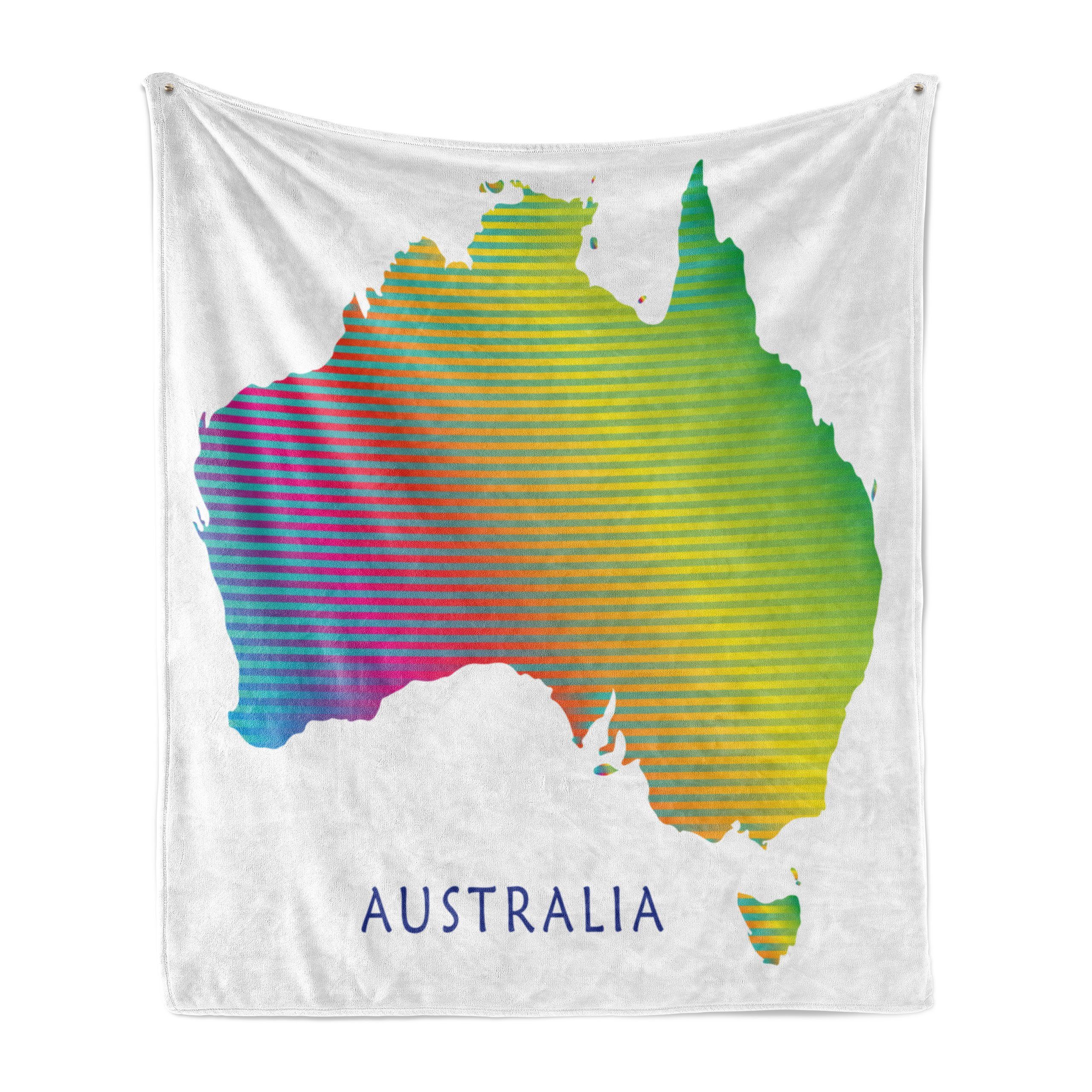 Wohndecke Gemütlicher Plüsch für den Innen- und Außenbereich, Abakuhaus, Australian Party Regenbogen-Streifen Karte