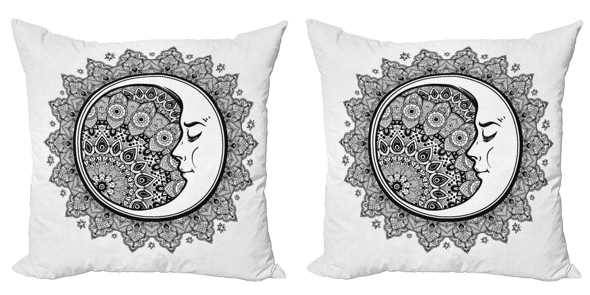 Kissenbezüge Modern Accent Doppelseitiger Digitaldruck, Abakuhaus (2 Stück), Astrologie Mandala Mond Bohemian
