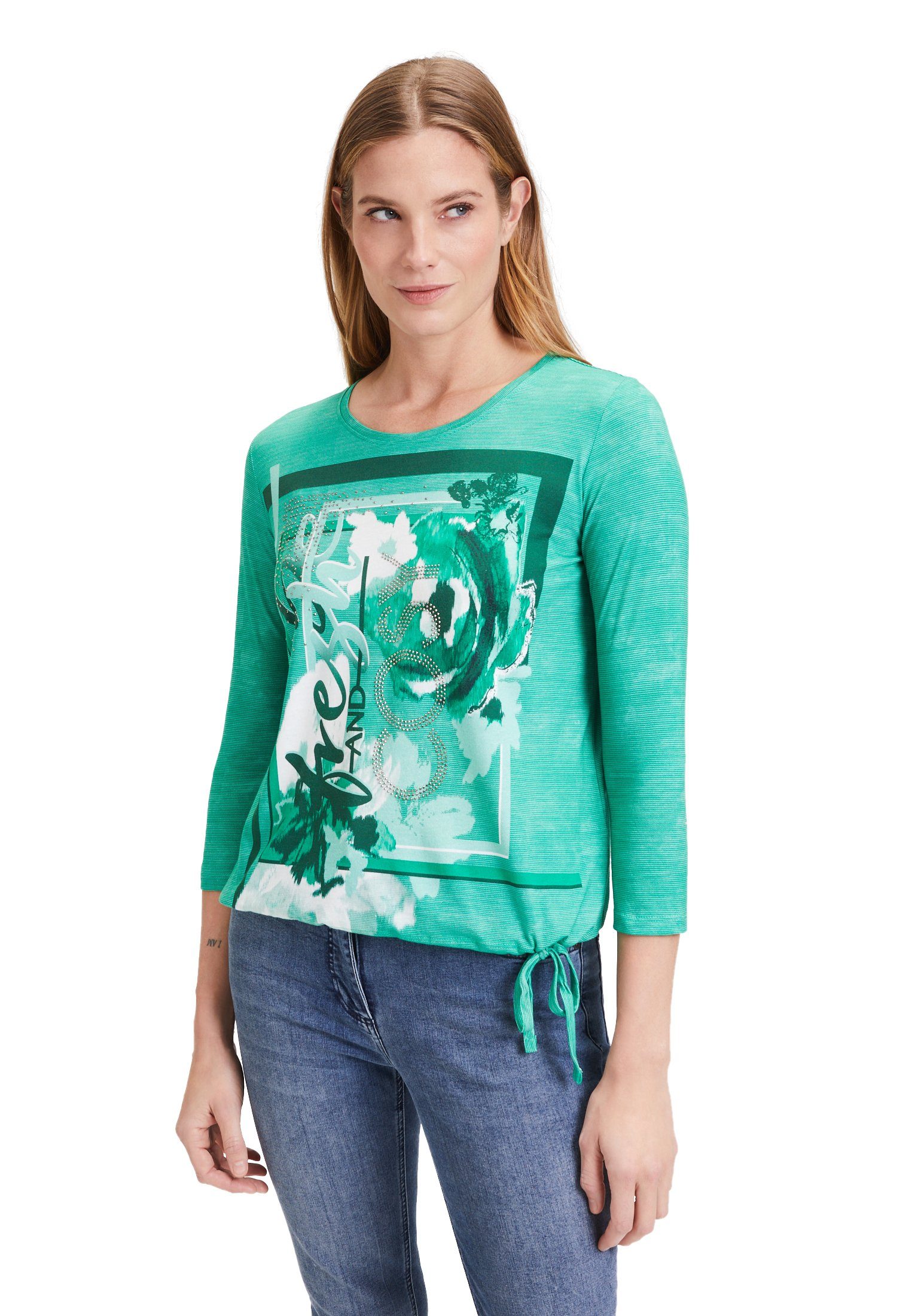 Betty Barclay T-Shirt mit Tunnelzug (1-tlg) Glitzersteine Green/Petrol