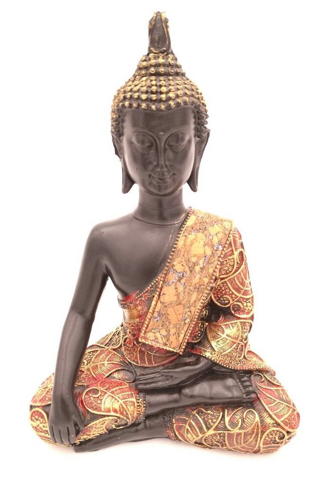 G. Wurm Dekofigur, Buddha-Figur meditierend sitzend, 21 cm in schwarz gold,  Deko-Artikel für Wohnung & Haus, Buddha-Skulptur, Wohnaccessoire ideal als  Geschenk, schöne Thai Statue
