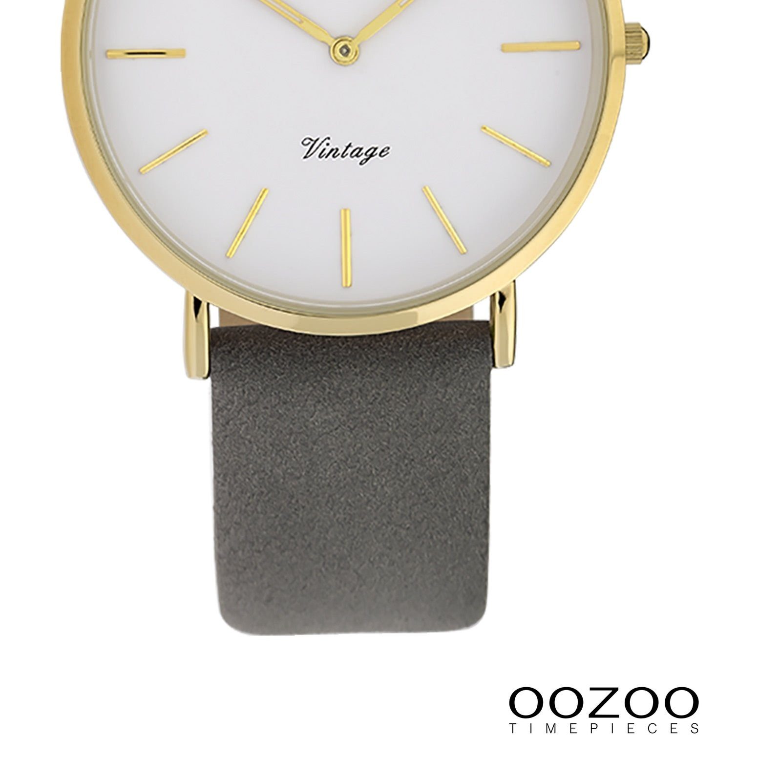 OOZOO Quarzuhr Oozoo Damen Lederarmband, Fashion-Style rund, 32mm) Armbanduhr mittel (ca. Damenuhr OOZOO Vintage