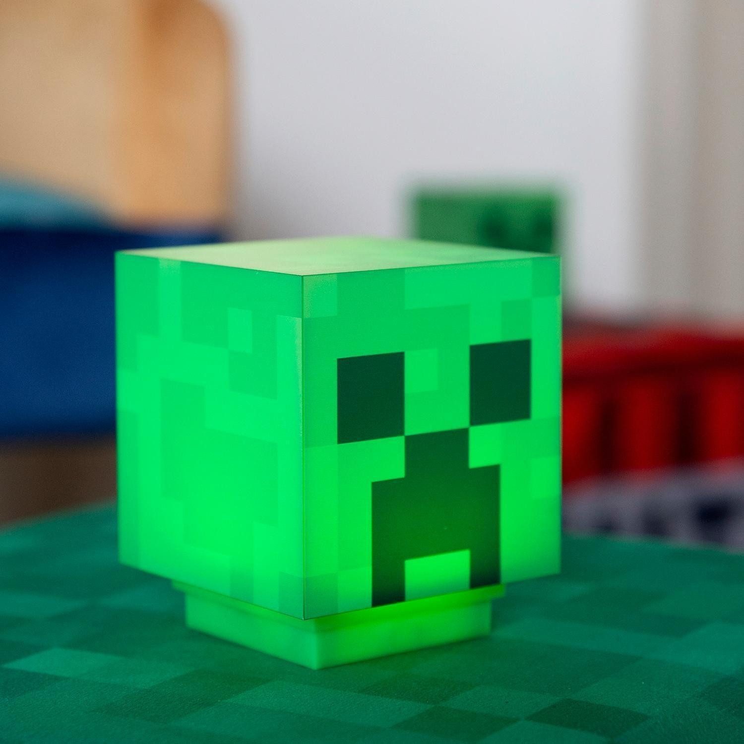 LED Tischleuchte MINECRAFT, H 11 cm, Grün, Schwarz, Kunststoff, Ein-/Aussch günstig online kaufen
