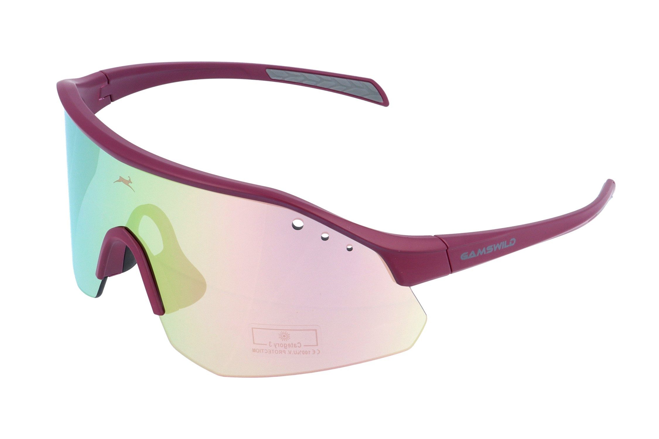 Gamswild Monoscheibensonnenbrille UV400 Sonnenbrille Skibrille Fahrradbrille eng anliegend Sportbrille WS2140 Damen, Herren, roas, beere, olivgrün, grau