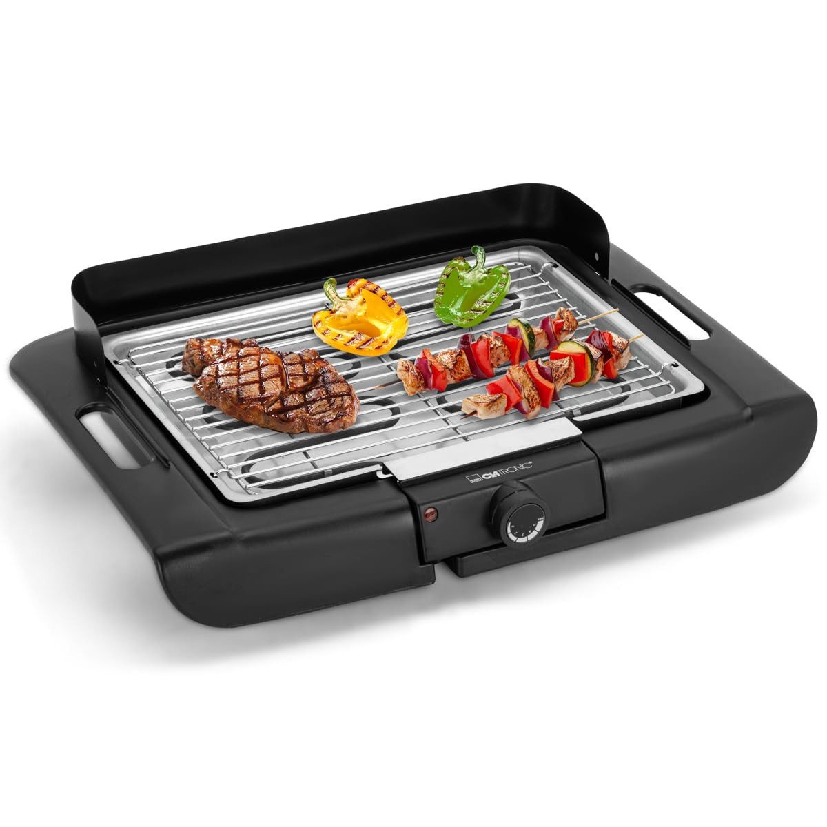CLATRONIC Kontaktgrill BQ 3841, 2000 W Elektro Tischgrill mit Gitteroberfläche