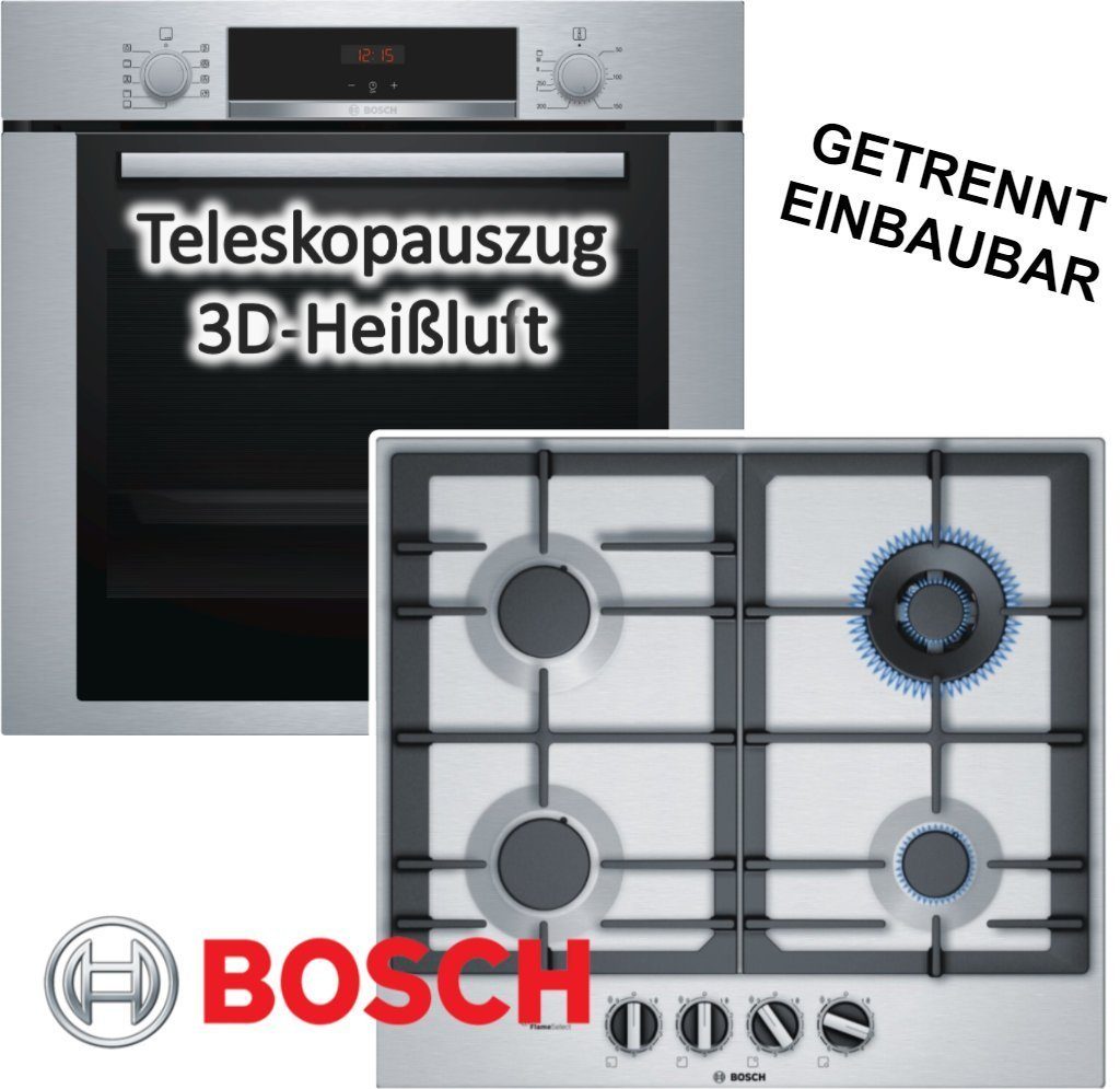 keenberk Backofen-Set HERDSET Bosch Einbaubackofen mit Gaskochfeld -  autark, 60 cm, Teleskopauszug, 3D Heißluft NEU online kaufen | OTTO