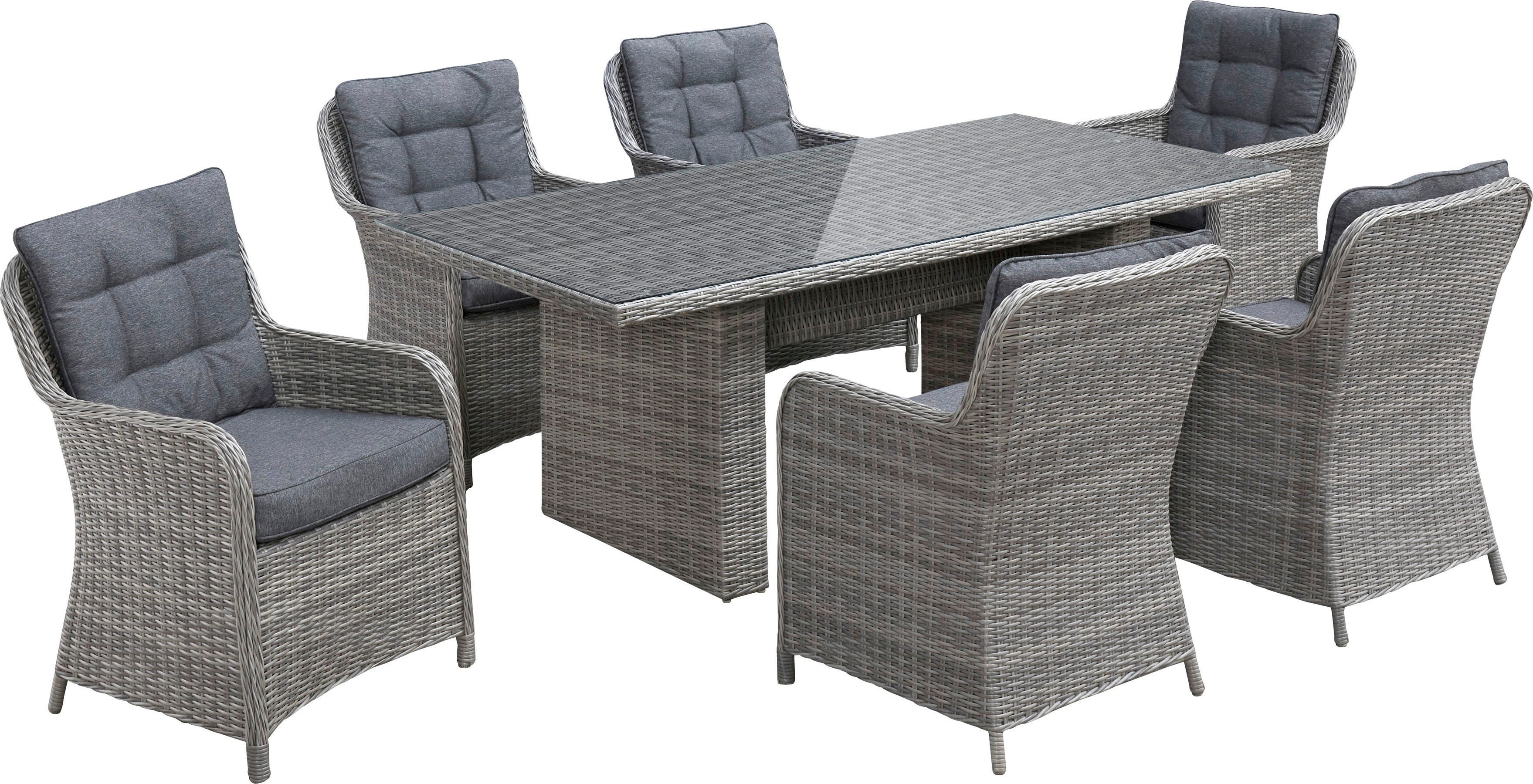 KONIFERA Garten-Essgruppe »Menorca«, (Set, 19-tlg., 6x Sessel, 1x Tisch 200 günstig online kaufen