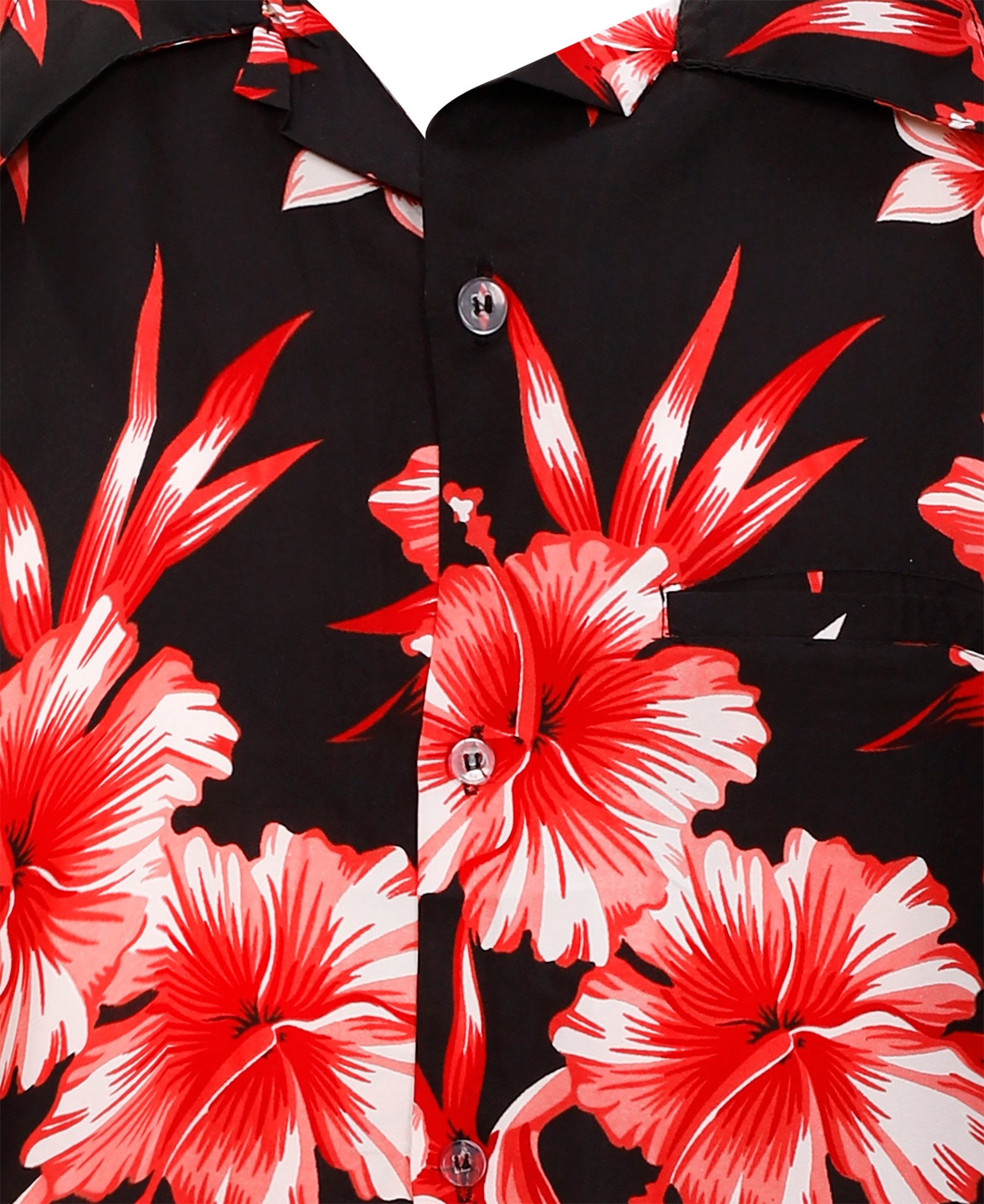 King Kameha Hawaiihemd Mono Flowers Funky Hawaii-Hemd Herren Kurzarm Front-Tasche Unisex