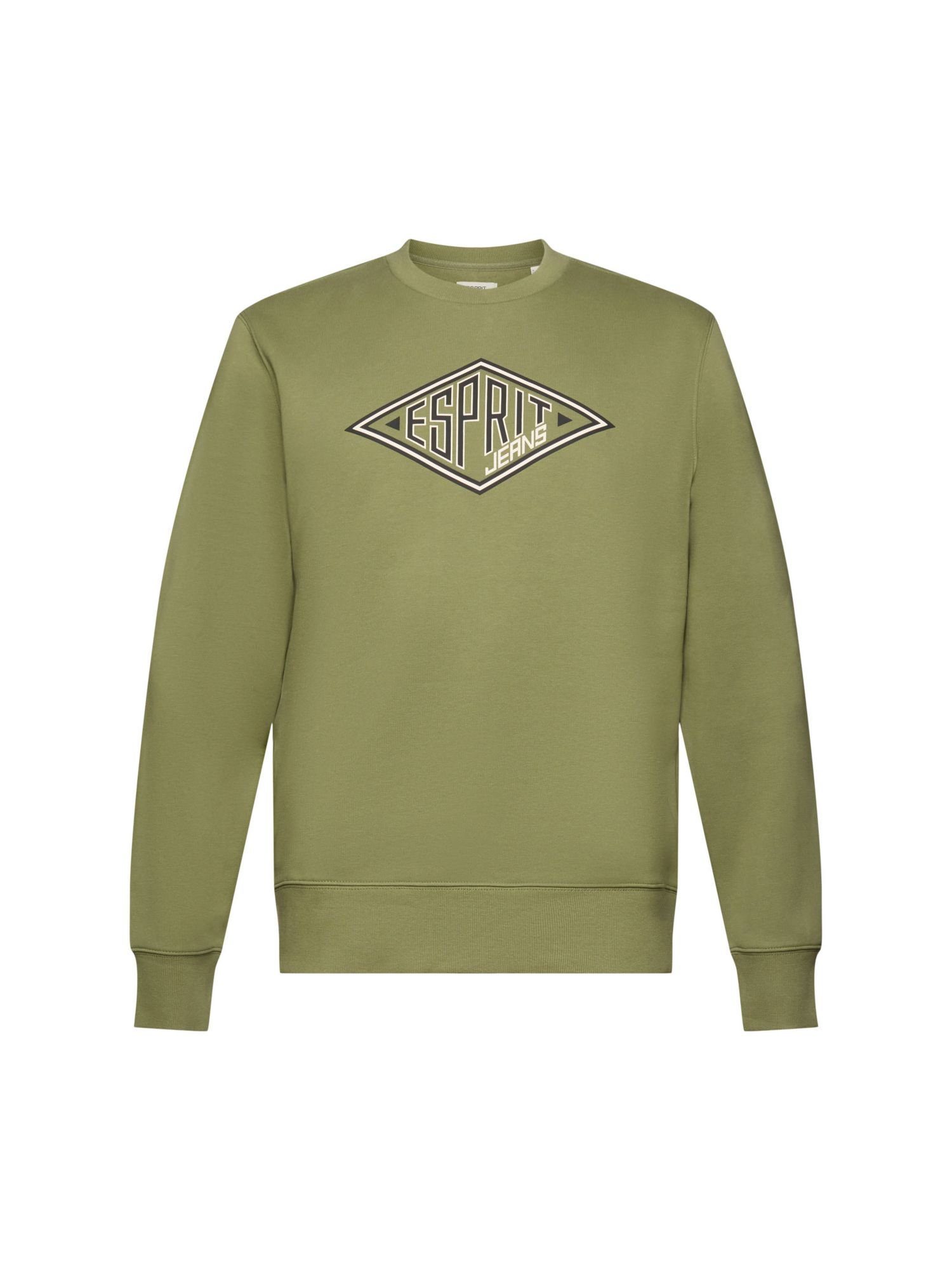 Esprit Logoprint Sweatshirt Rundhals-Sweatshirt OLIVE (1-tlg) mit