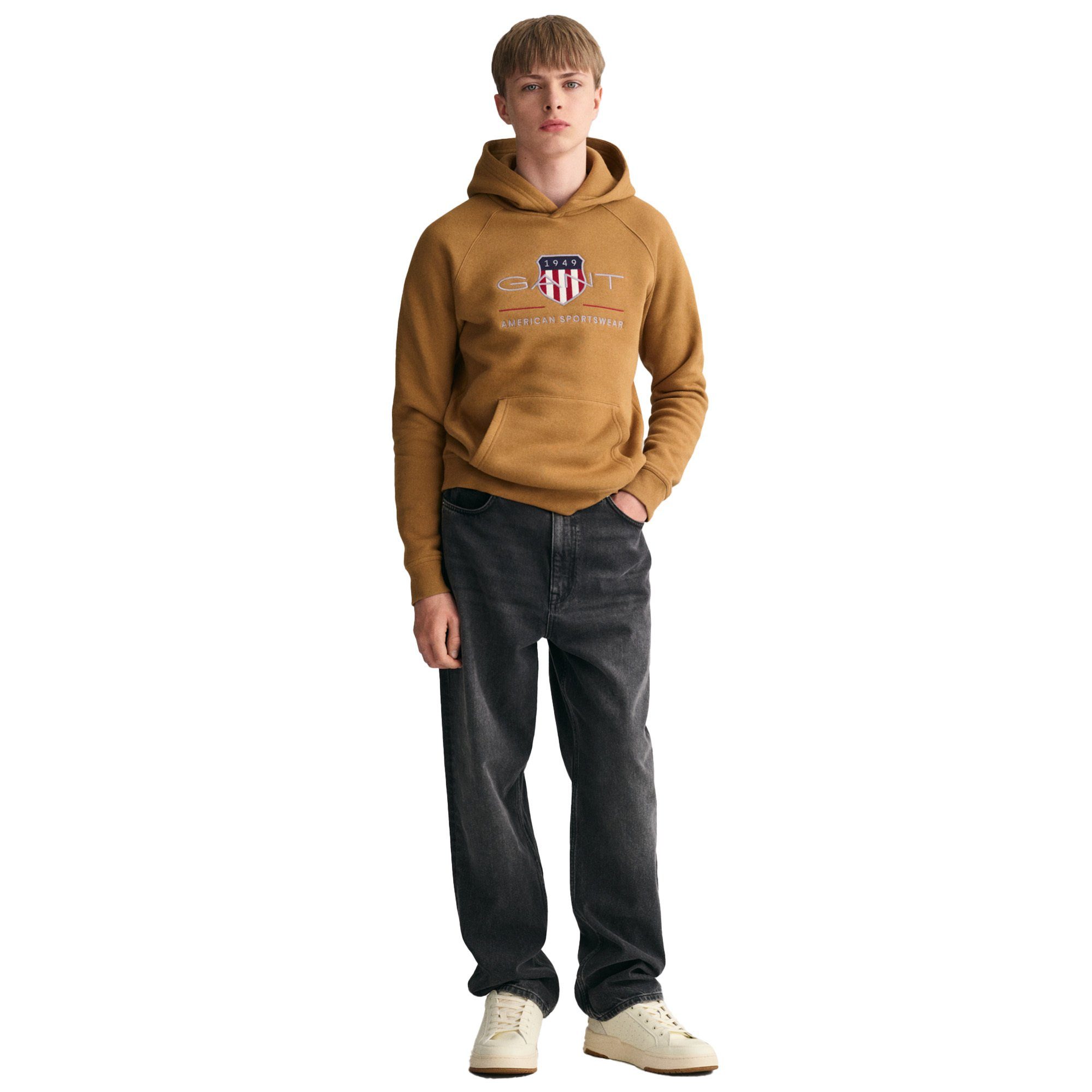 Sweatshirt Sweatshirt (Burnt Gant Sugar) Braun Kinder HOODIE ARCHIVE SHIELD -