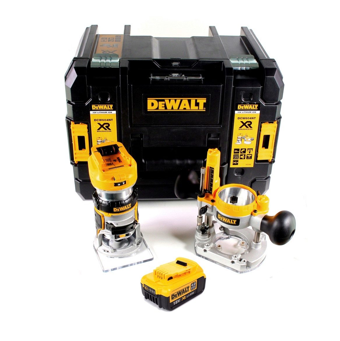 DeWalt Oberfräse DCW 604 NT Akku Kombifräse 18V 55mm + 1x Akku 4,0 Ah in TSTAK