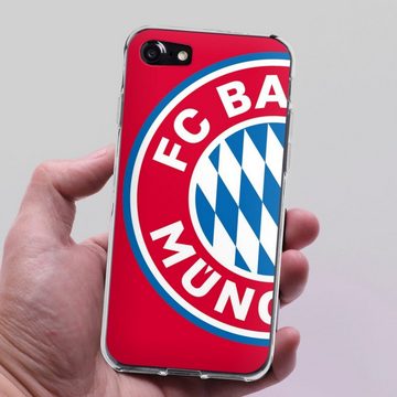 DeinDesign Handyhülle FC Bayern München Offizielles Lizenzprodukt FCB Großes FCB Logo Rot, Apple iPhone 8 Silikon Hülle Bumper Case Handy Schutzhülle