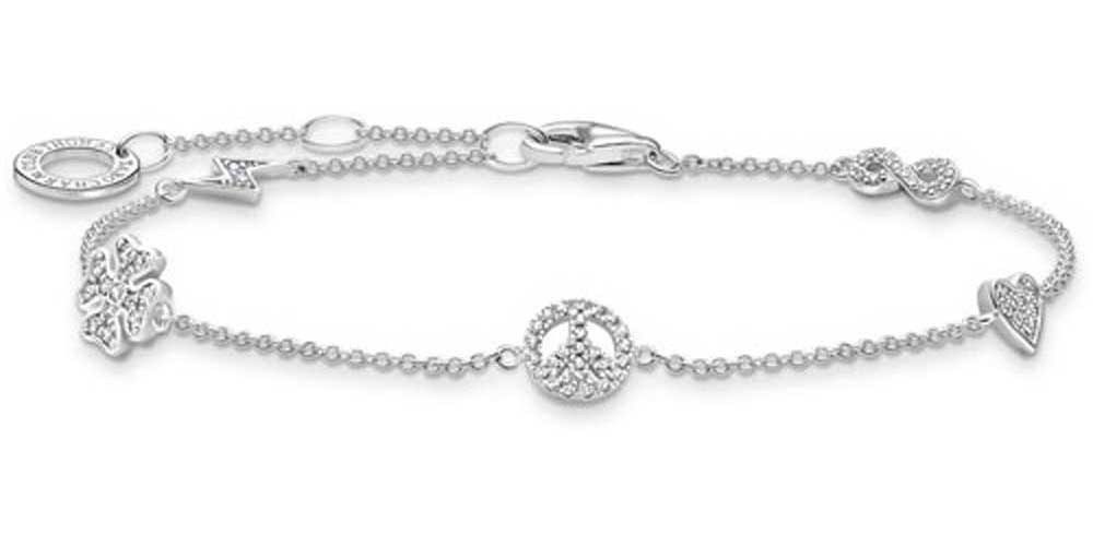 THOMAS SABO Armband Armband mit 5 verschiedenen Anhängern - 925 Sterlingsilber