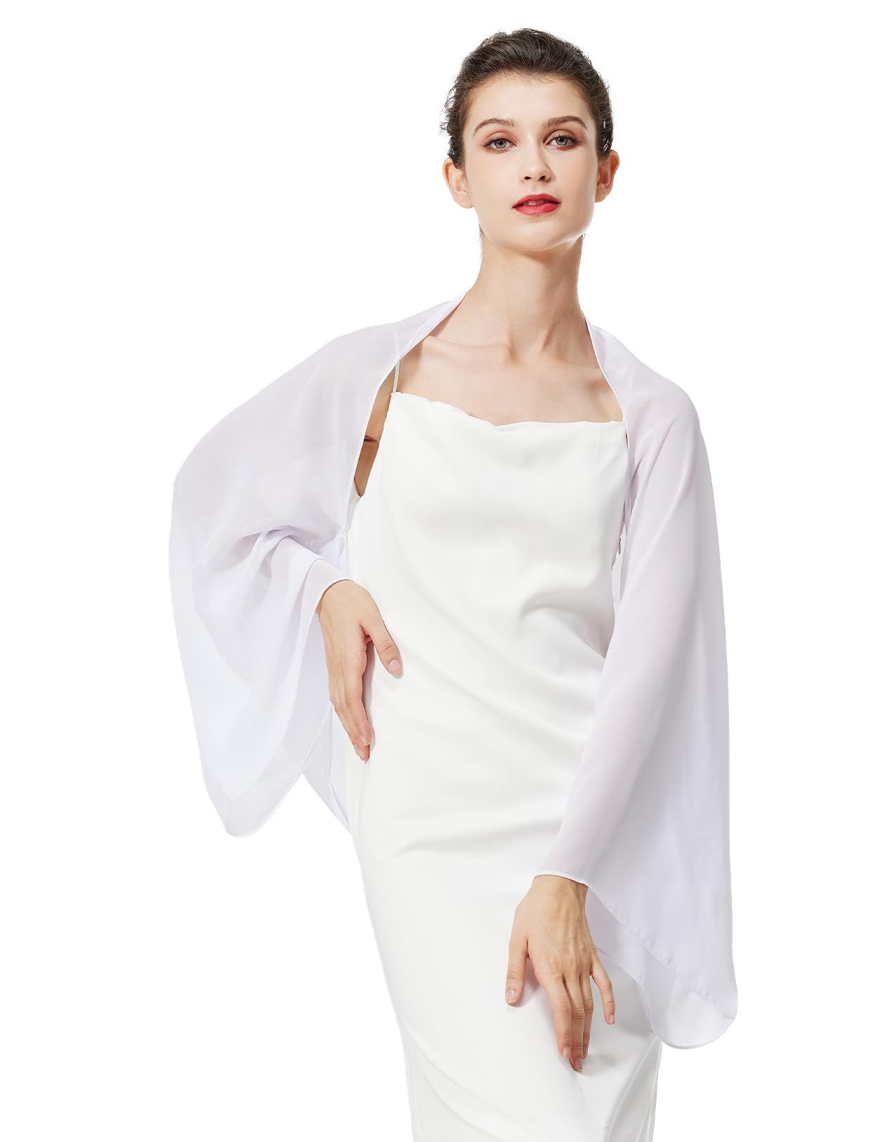 Zaewry Modeschal Damen Chiffon-Bolero, locker geschnitten, mit langen Ärmeln, ideal als Überwurf für Sommerhochzeiten, Abendveranstaltungen