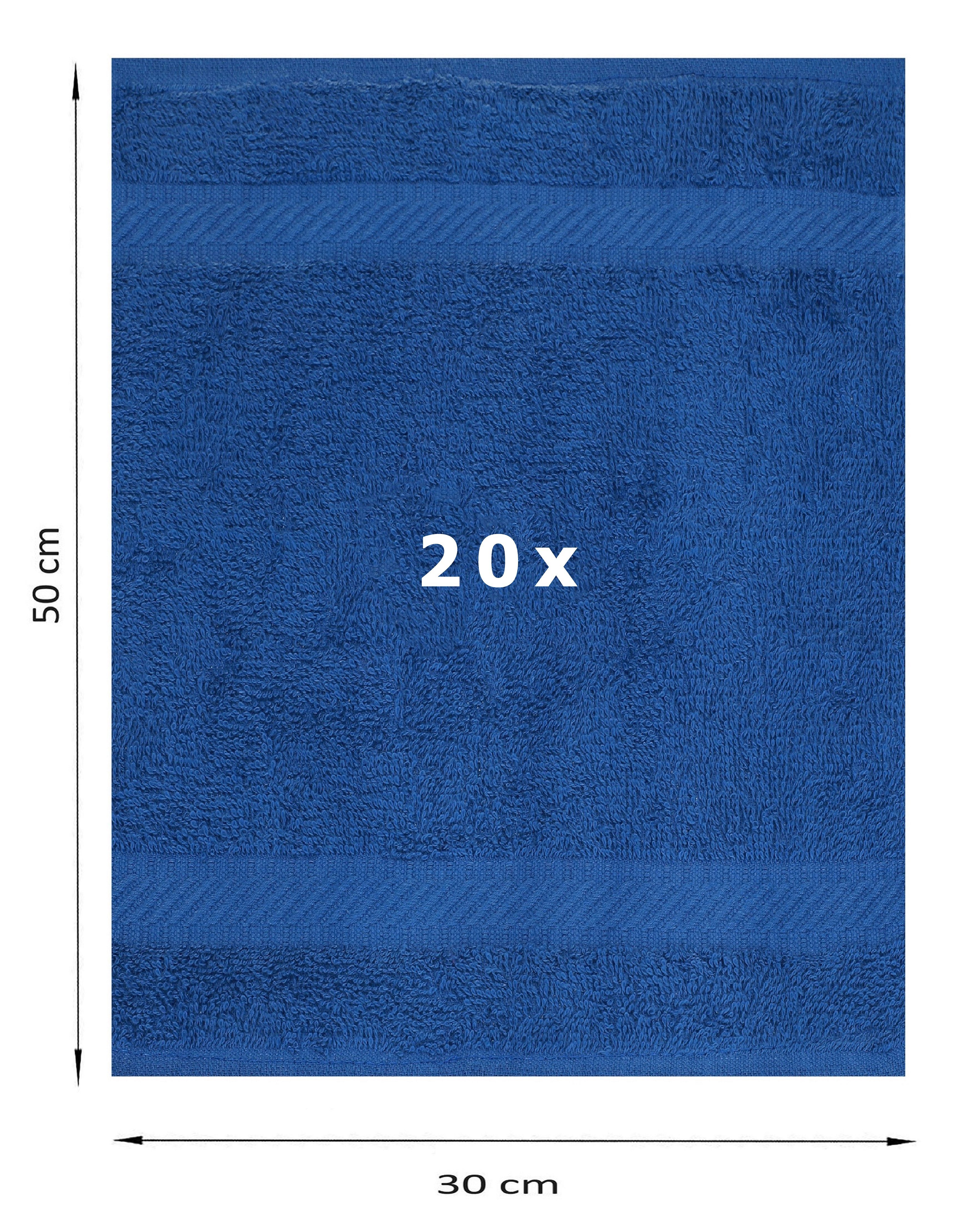 Stück Baumwolle (20-St) Farbe 100% Größe 30x50 Gästehandtücher PALERMO 20 Betz blau, cm