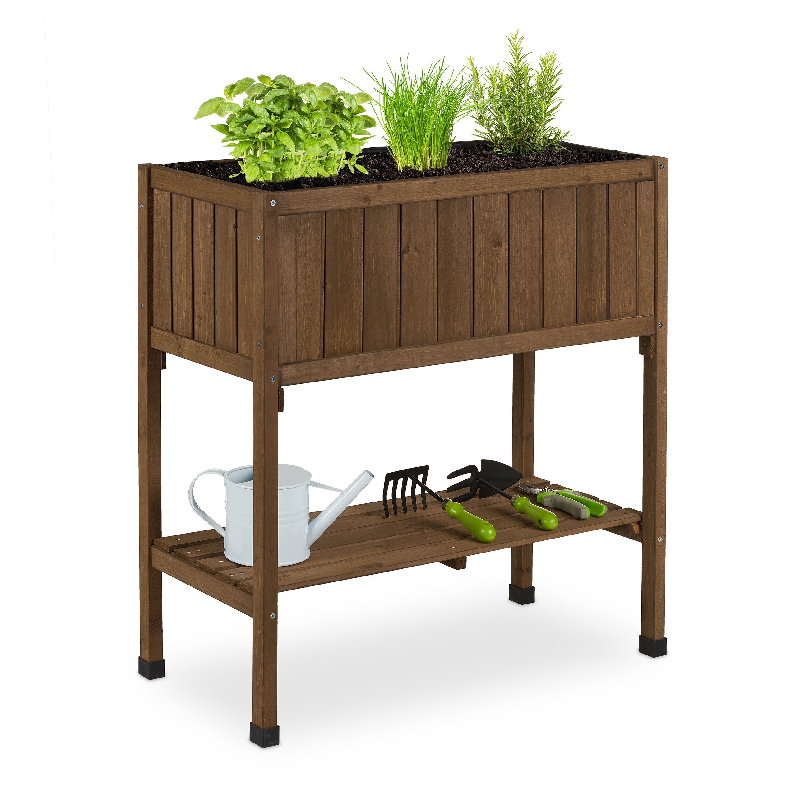 relaxdays Hochbeet aus Tannenholz (1 St), braun