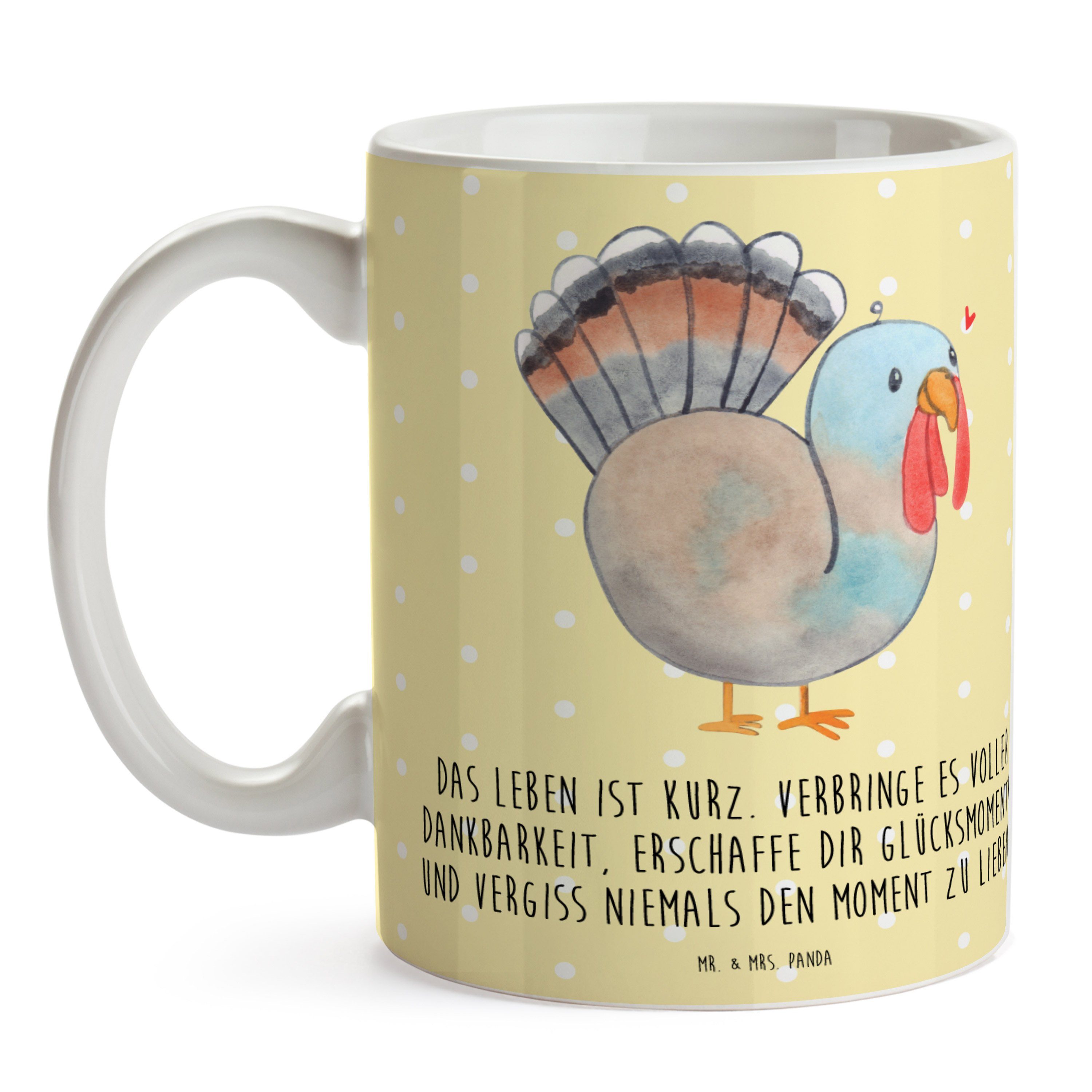 Mr. & Mrs. Panda Thanksgiving Tasse - Pastell Handgez, Truthahn Gelb - Keramik Geschenk, Kaffeetasse