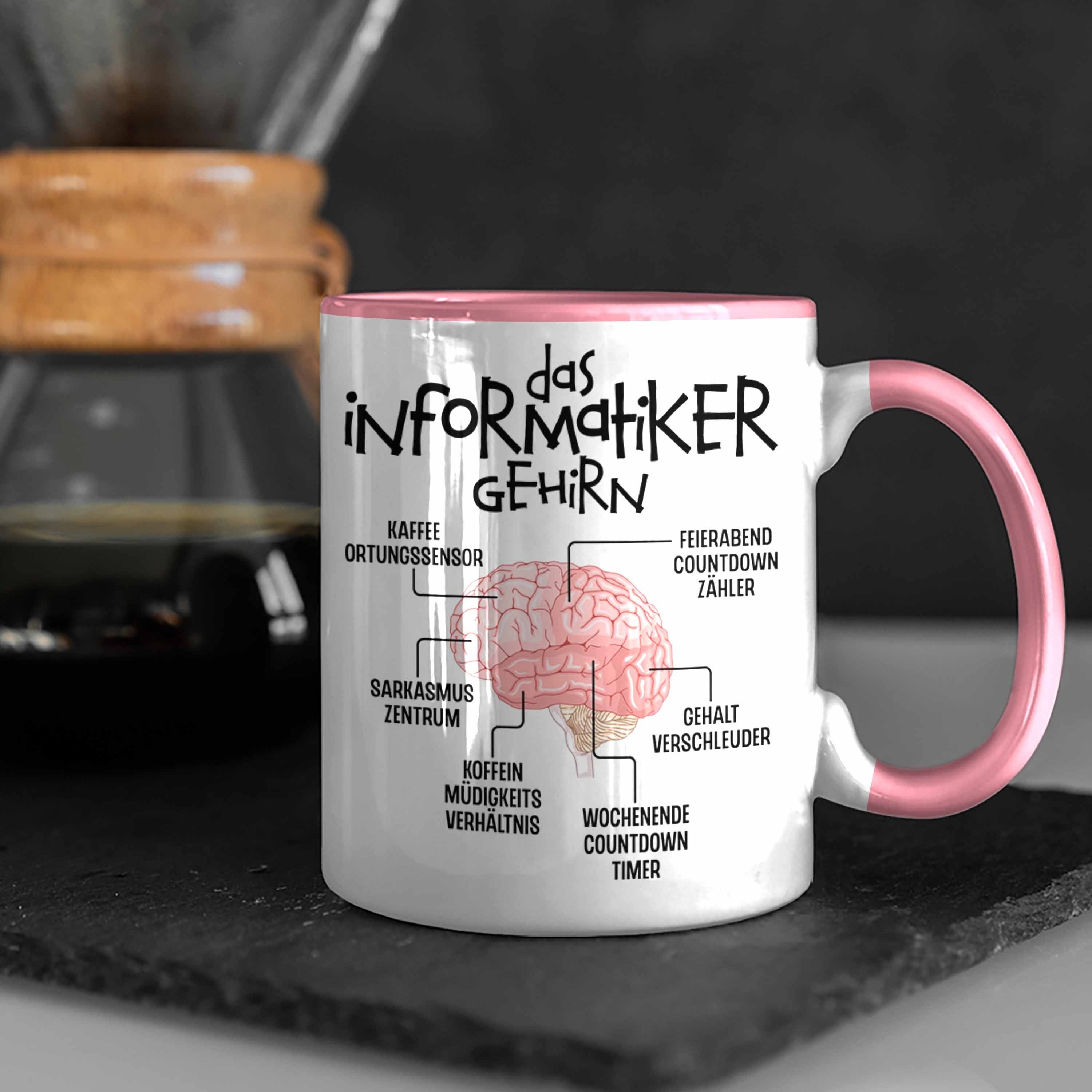 Trendation Tasse Trendation Coder Nerd Techniker Softwareentwickler Rosa Informatiker Gehirn Tasse Geschenk Lustiger - Spruch IT Geschenkidee Programmierer