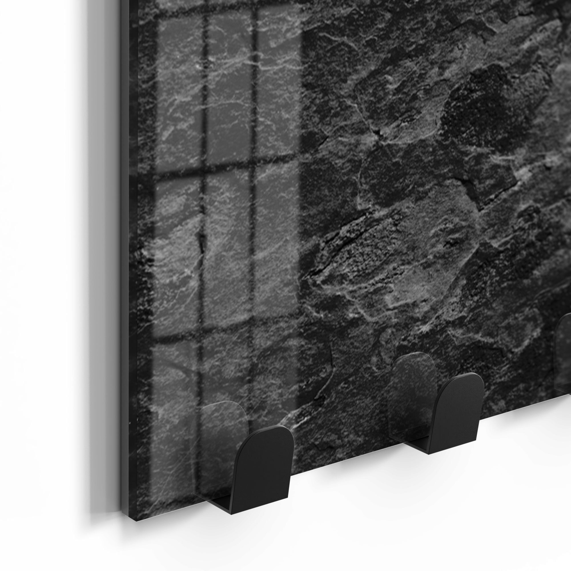 DEQORI Kleiderhaken magnetisch beschreibbar Glas Steinstruktur', Garderobe Paneel 'Dunkle
