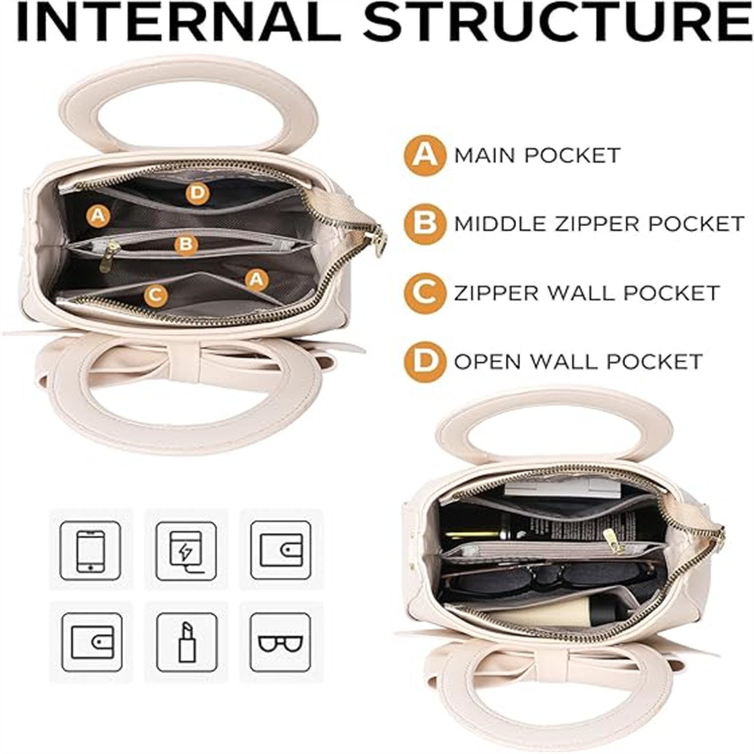 autolock Henkeltasche Henkeltasche, Crossbody, mit Top Carry Handle und Cute Bow Knot