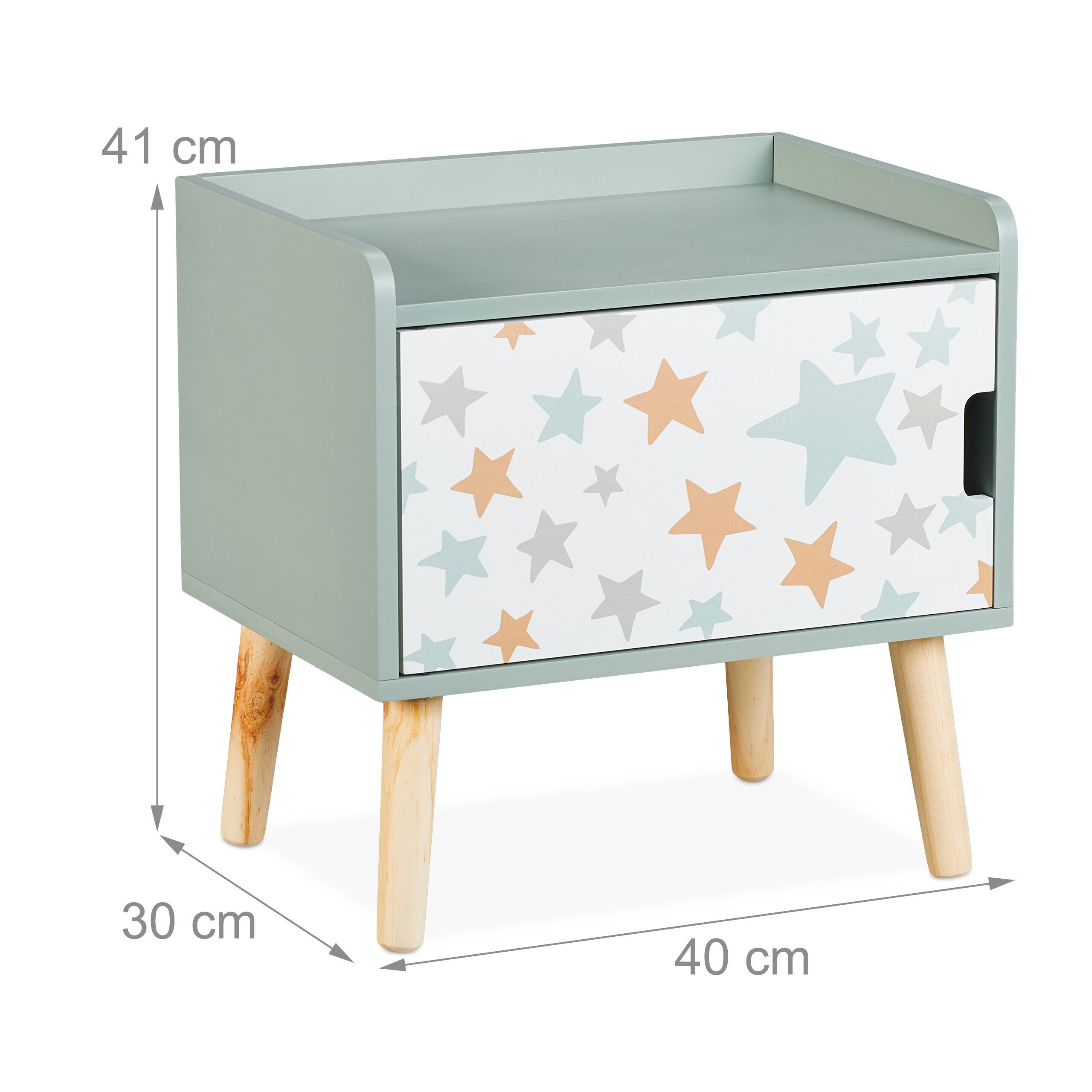 relaxdays Nachttisch für Kinder mit Staufach (1-St), B – Bild 4 von 5