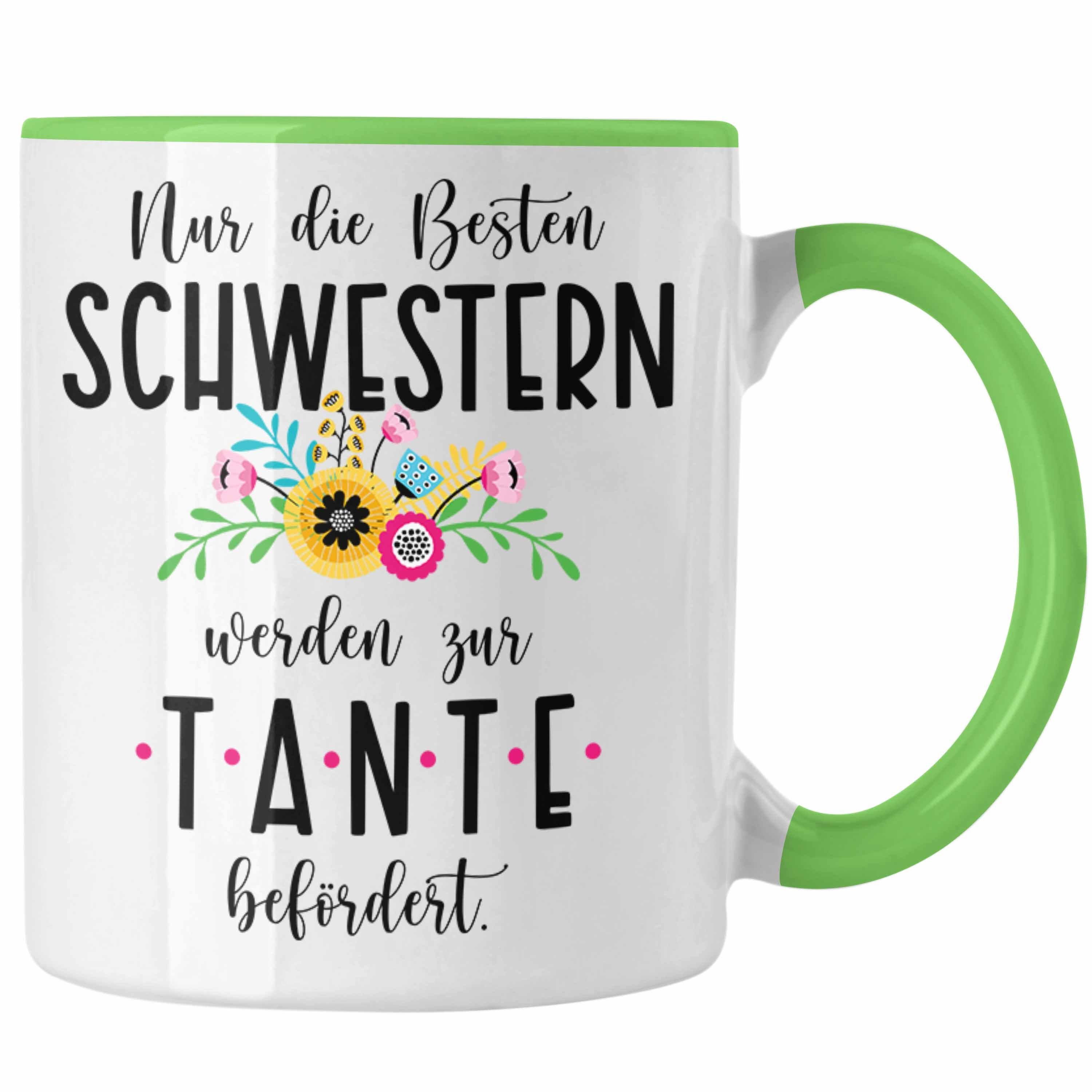 Trendation Tasse Trendation - Du Wirst Tante Tasse 2023 Verkündung Schwangerschaft Baby Grün