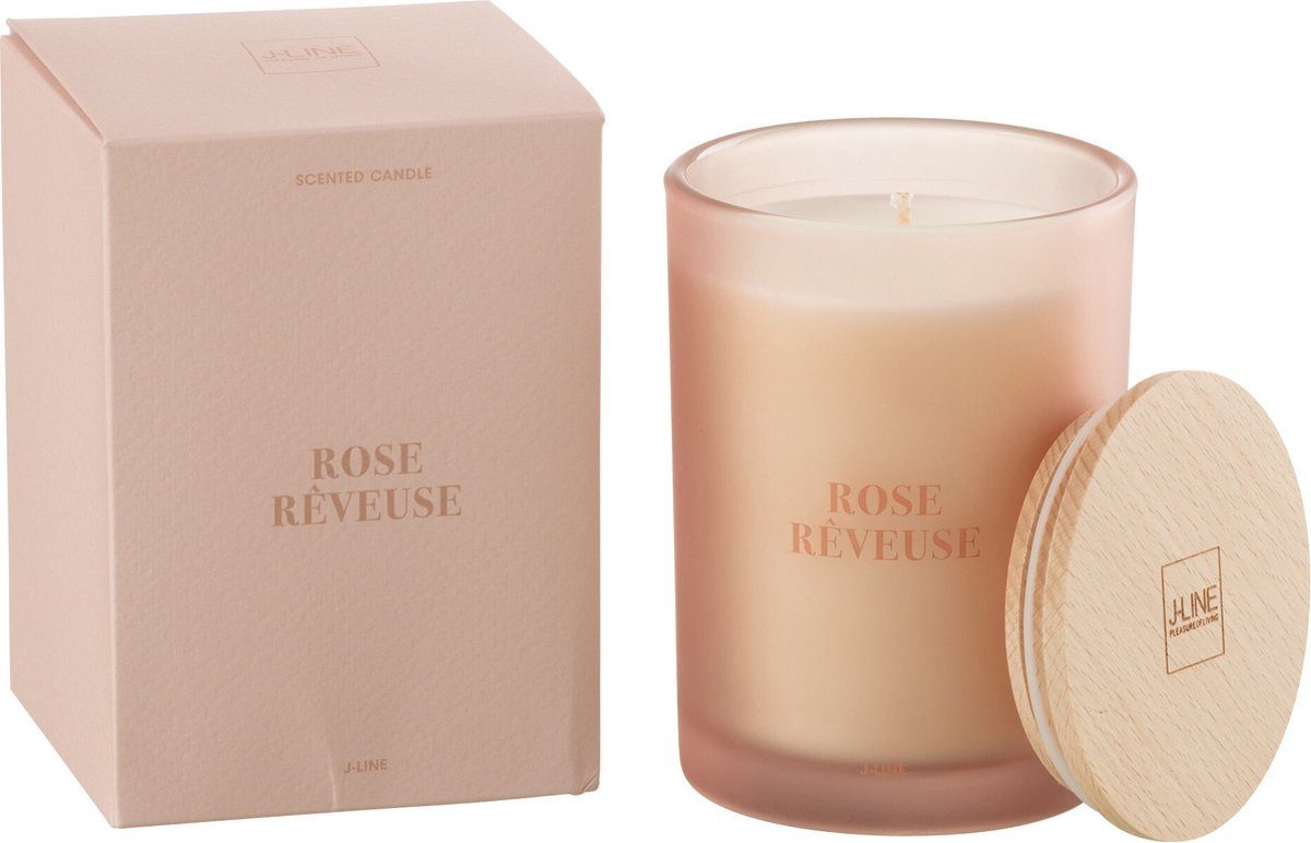 J-line Duftkerze Accords Essentiels Rose Rêveuse 38U (1-tlg), bis zu 38h Brenndauer