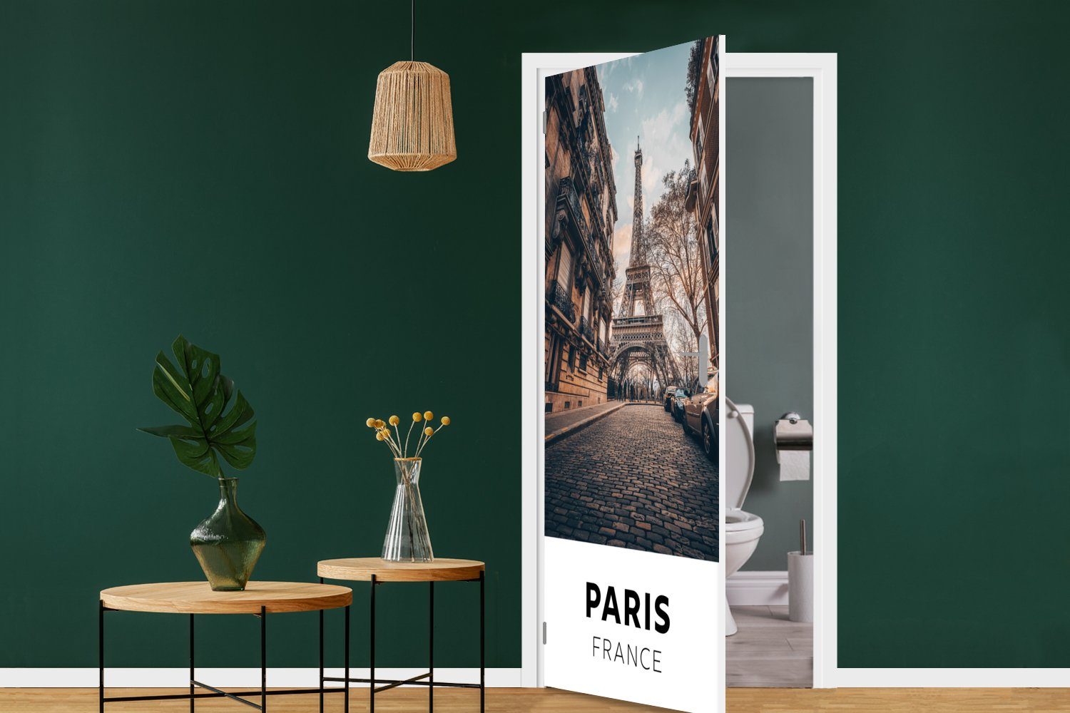 75x205 - Eiffelturm, MuchoWow Türaufkleber, für St), Tür, Frankreich bedruckt, - Türtapete Matt, Fototapete cm Paris (1