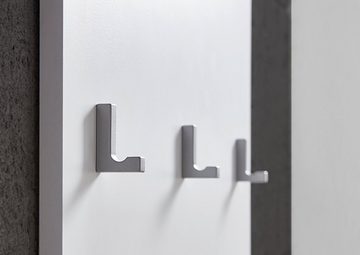 moebel-dich-auf Garderoben-Set BERGAMO, (Garderobe, 3-St., Schuhkipper + Wandspiegel + Garderobenpaneel), Metallgriffe, Metallhaken, Fronten in weiß Hochglanz lackiert
