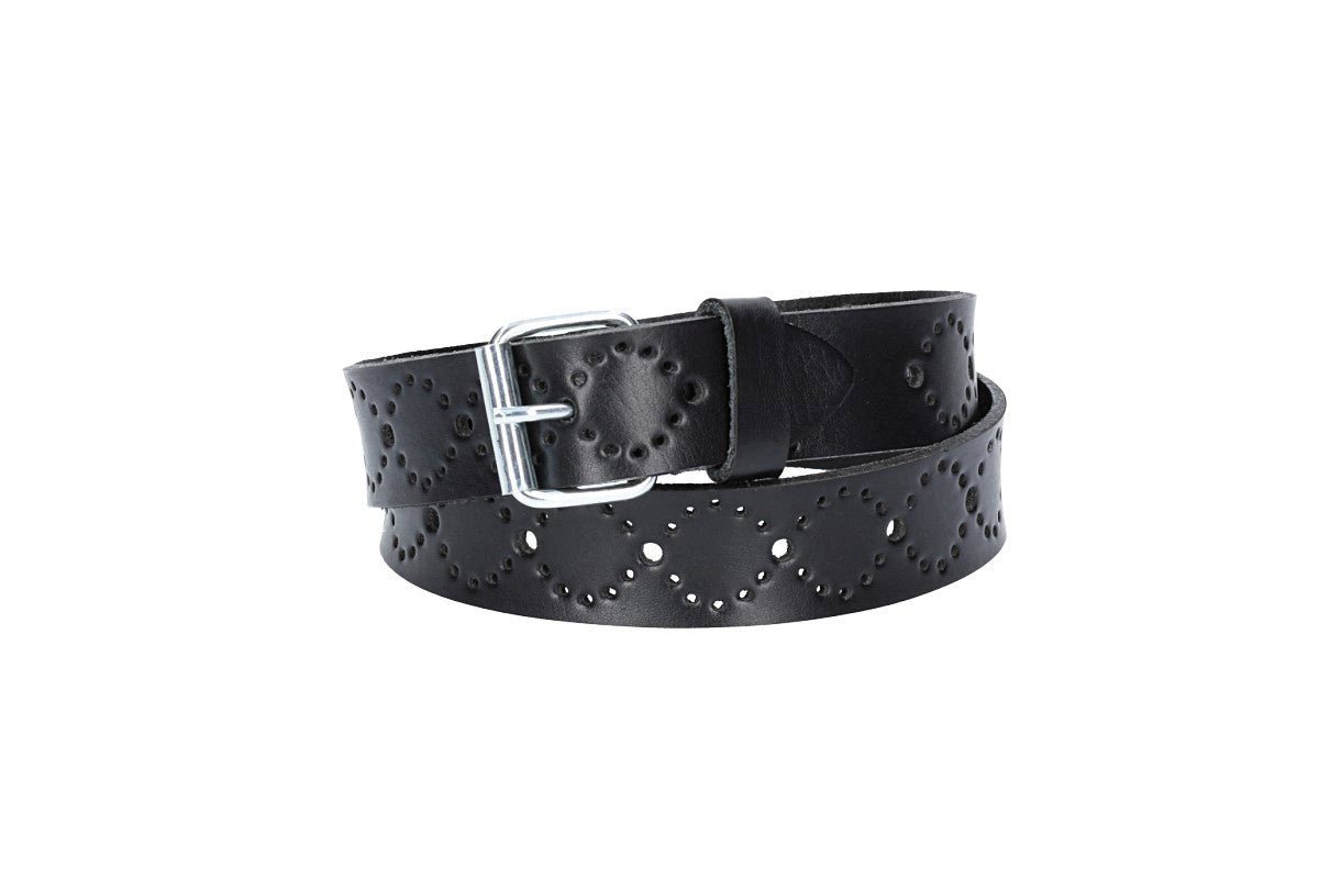 kiddybelts Ledergürtel Ledergürtel Kids 25mm in Schwarz mit Lochmuster und Schließe Silber (KB17-790, 1-St) sehr weiches Vollrindleder