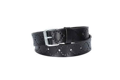 kiddybelts Ledergürtel Ledergürtel Kids 25mm in Schwarz mit Lochmuster und Schließe Silber (KB17-790) sehr weiches Vollrindleder