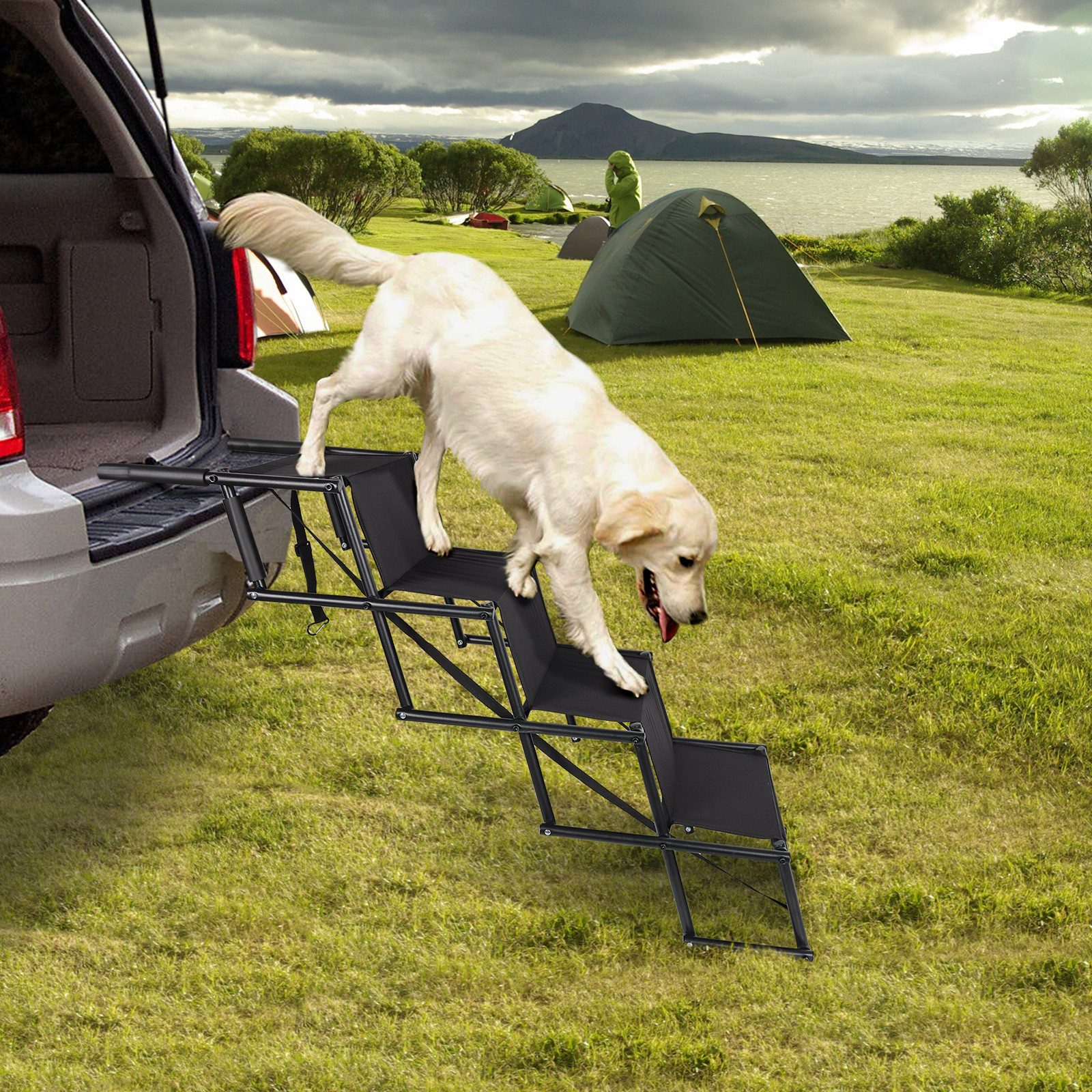 CALIYO Hunderampe Hundetreppe Faltbar Auto, 4 Stufen, Hunderampe, Stahl, Ei günstig online kaufen