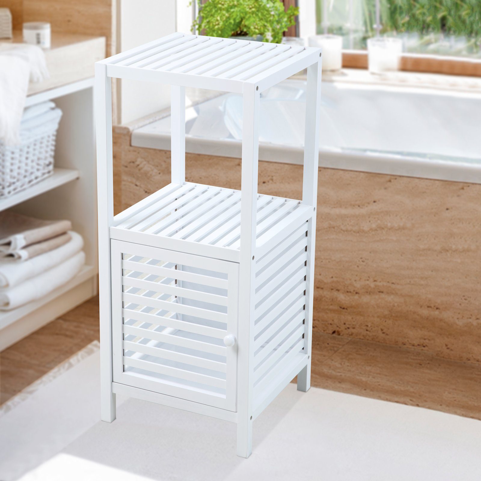 SVITA Badregal BAMBUS, mit Tür, Badezimmerschrank, günstig online kaufen