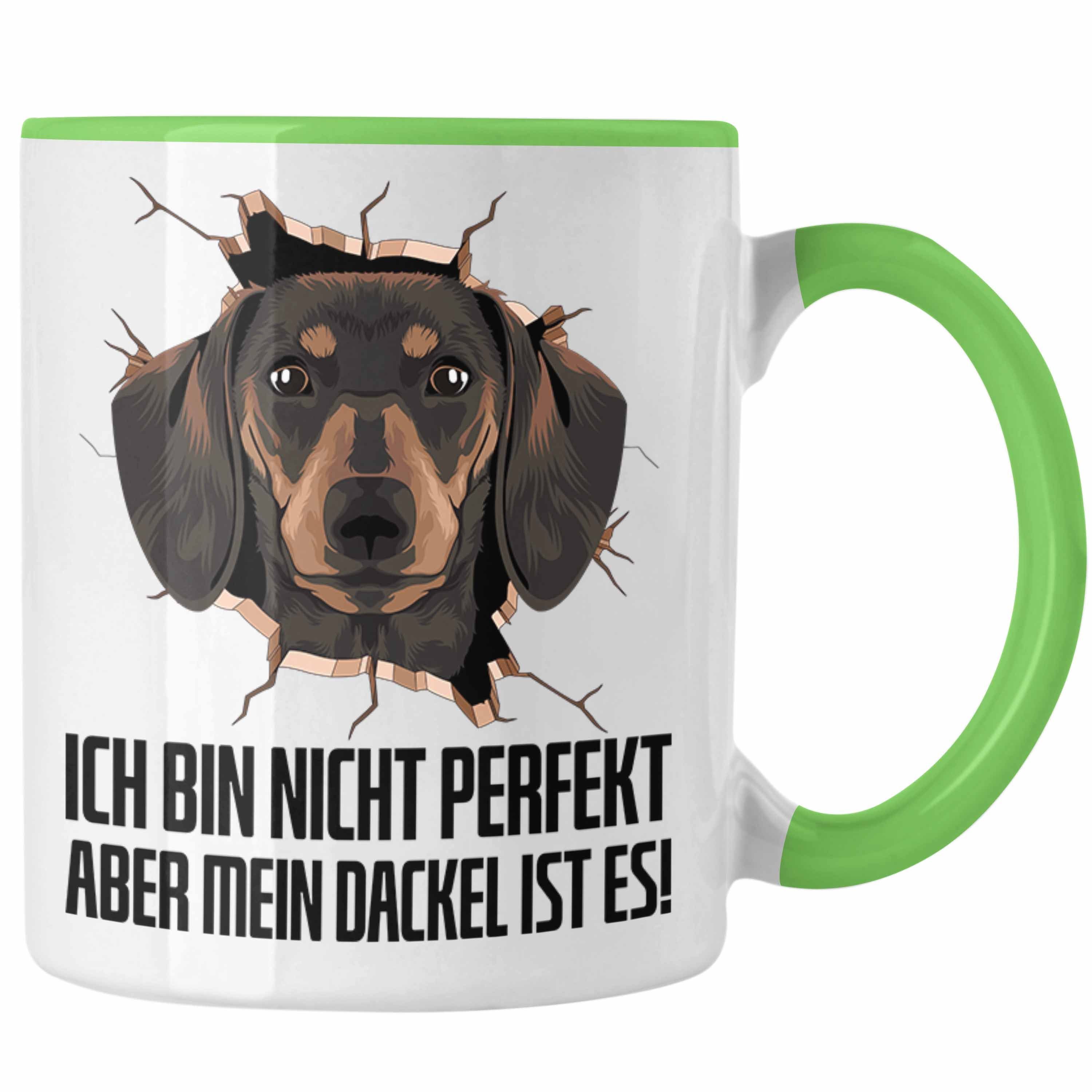 Trendation Tasse Dackel 3D Grafik Tasse Geschenk für Dackelbesitzerin Kaffee-Becher Ich Grün
