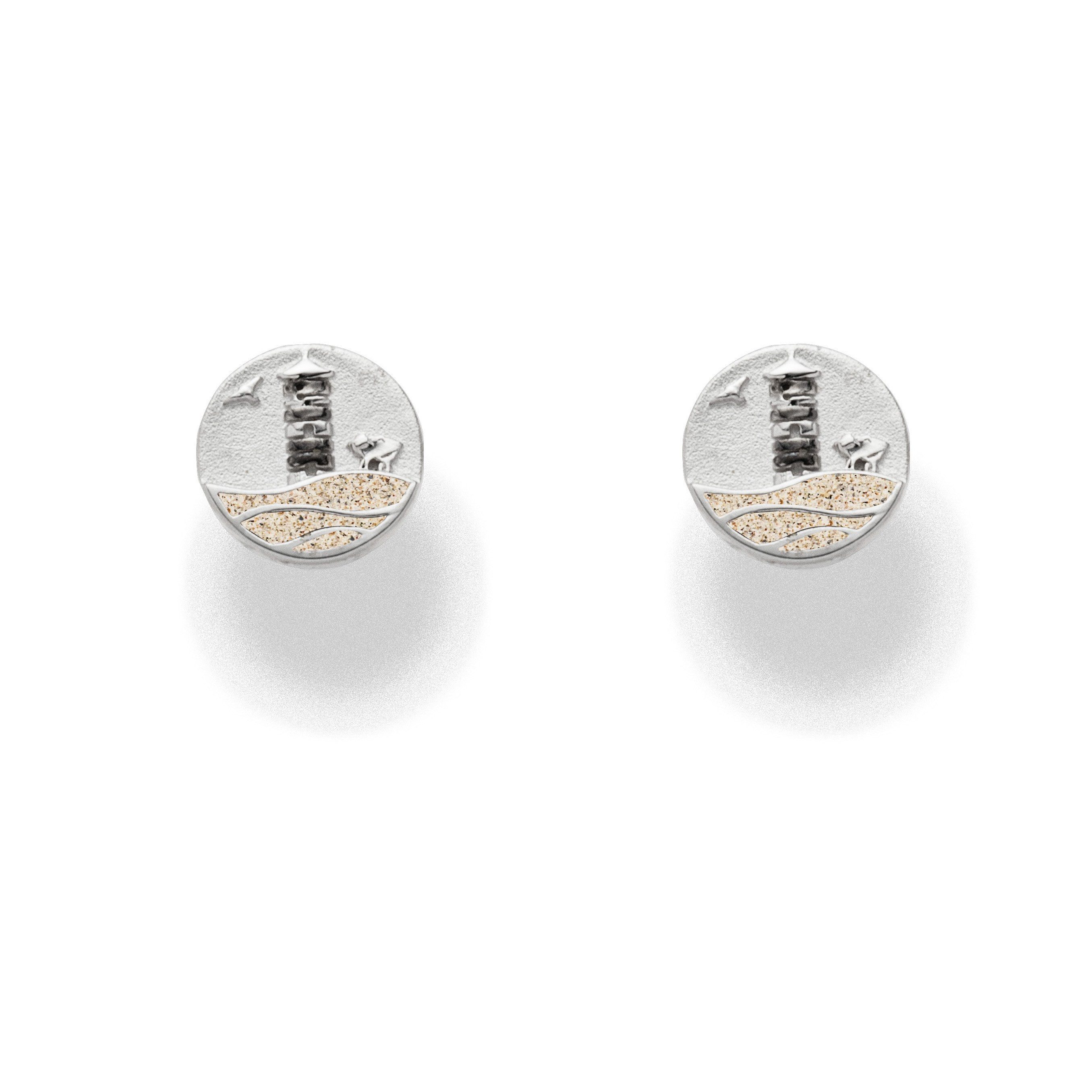 DUR Paar Ohrstecker Pilsumer Leuchtturm O5635 Silber Strandsand 10 mm maritime Ohrringe